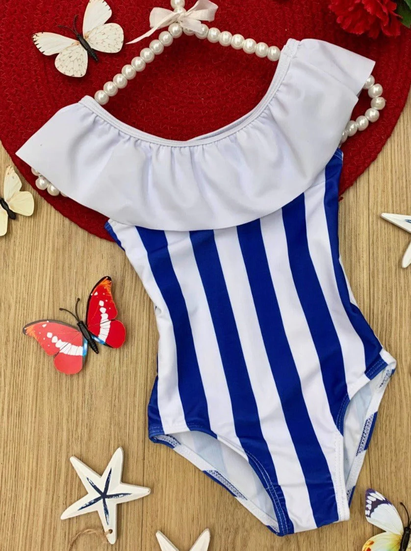 Sunbathing Diva Striped One Piece Swimsuit - Image 2