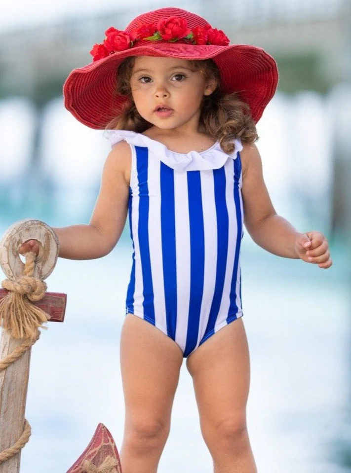 Sunbathing Diva Striped One Piece Swimsuit - Image 5
