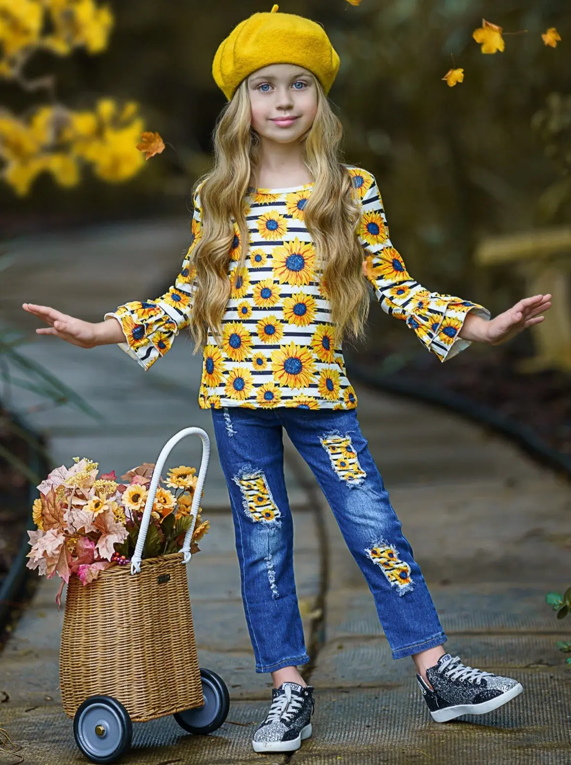 Brightest Sunflower Patched Jeans Set - Image 2