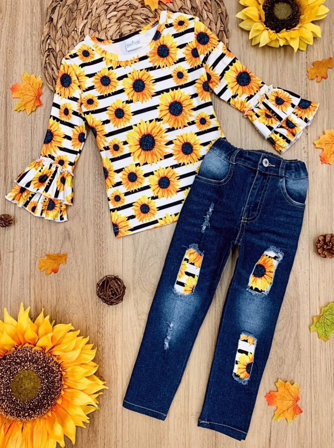Brightest Sunflower Patched Jeans Set - Image 4