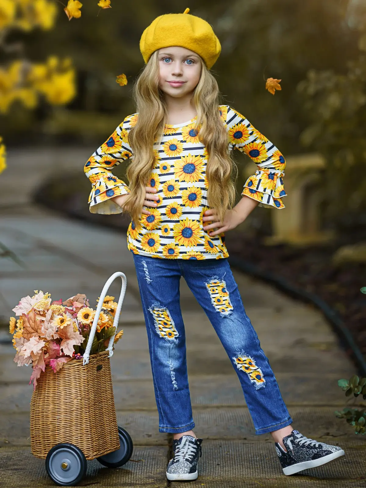 Brightest Sunflower Patched Jeans Set - Image 6