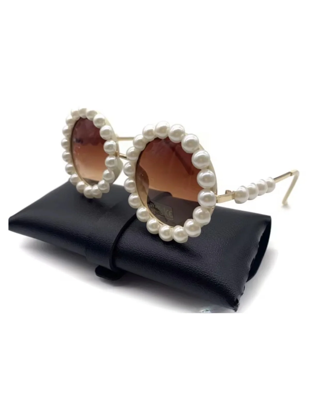 Little Luxe Pearl-Embellished Round Sunglasses - Image 2