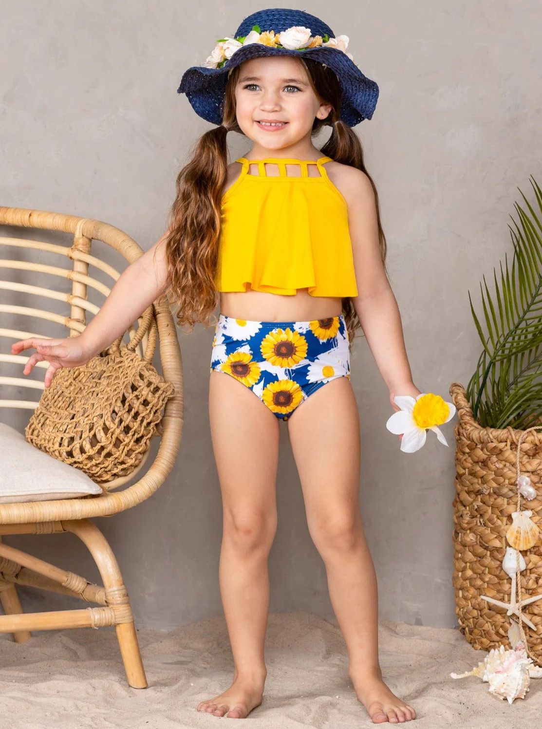 Sunny Sunflower Tankini Two Piece Swimsuits - Image 5