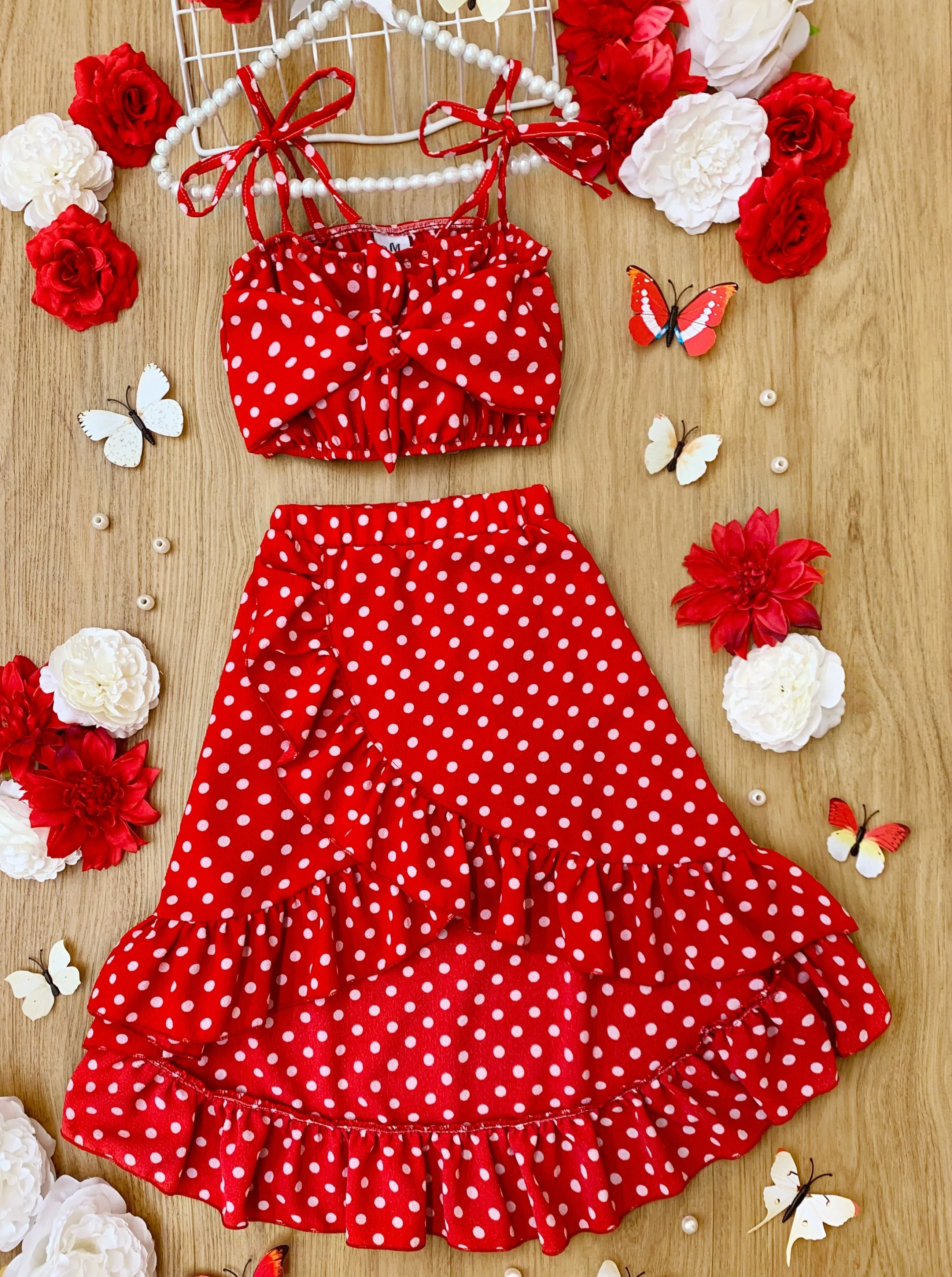 Sweet Little Dot Crop Top and Wrap Skirt Set - Image 3