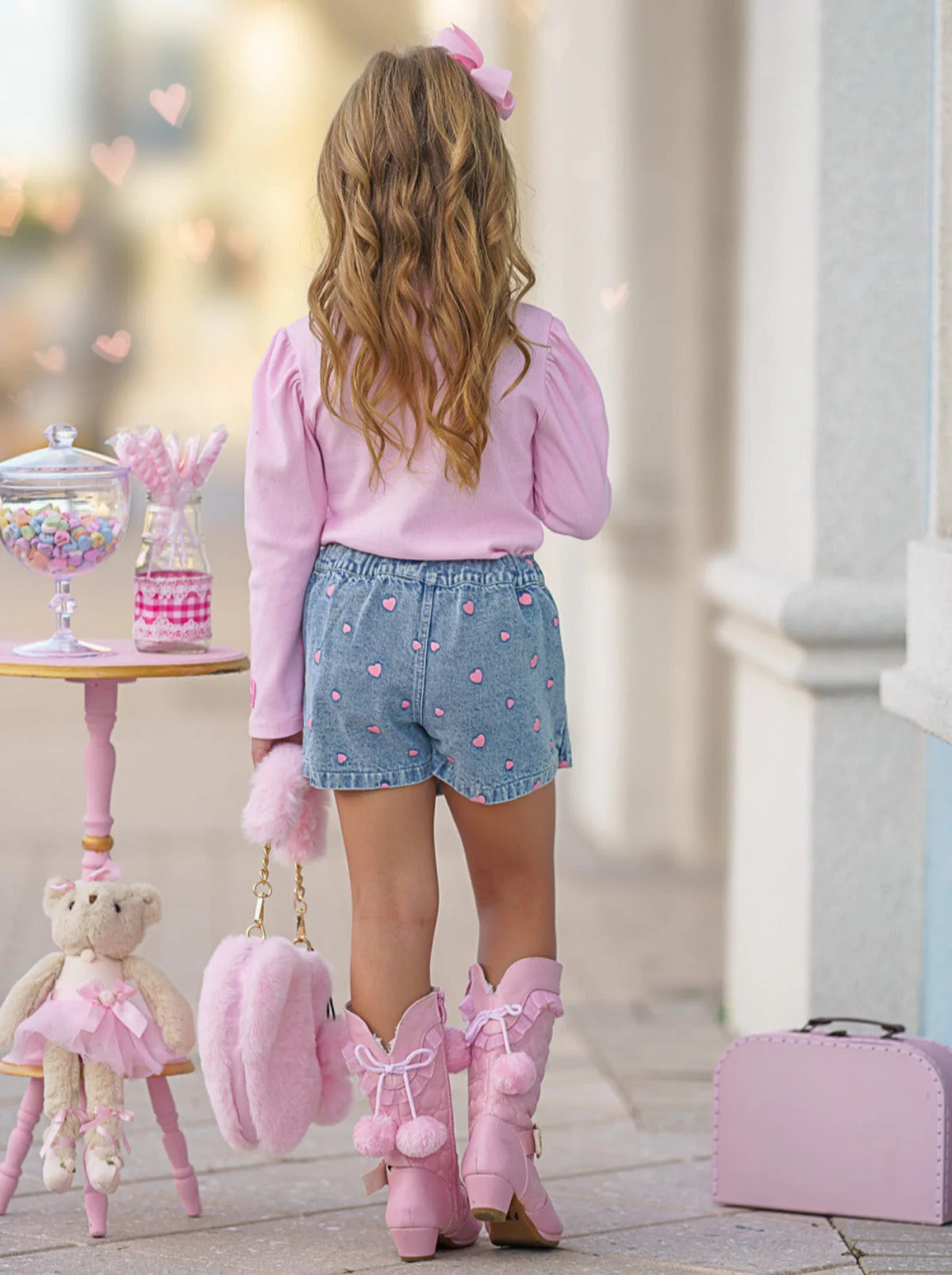 Sweethearts XOXO Top and Denim Heart Skort Set - Image 5