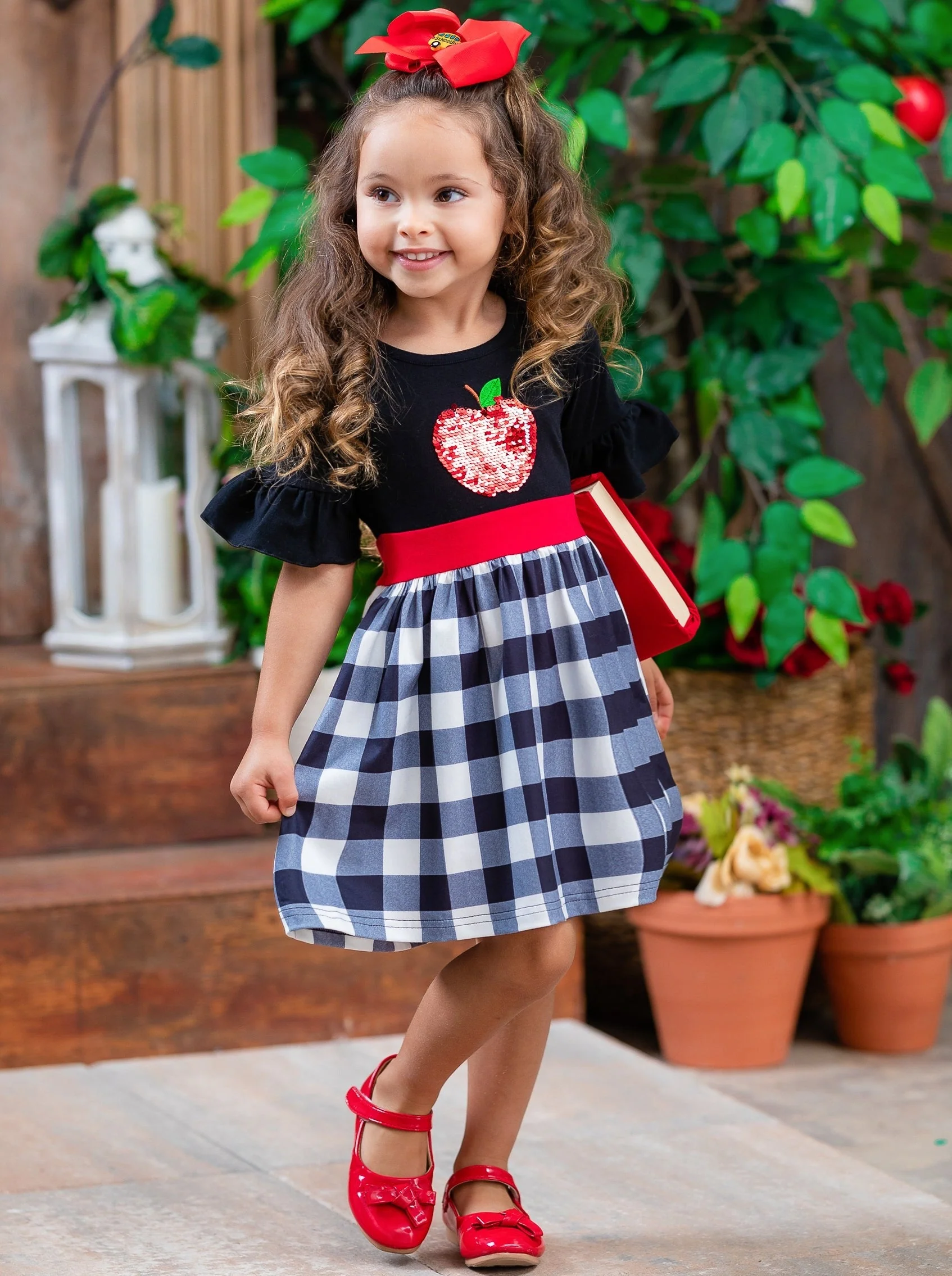 Teacher's Favorite Ruffle Sleeve Plaid Dress - Image 2