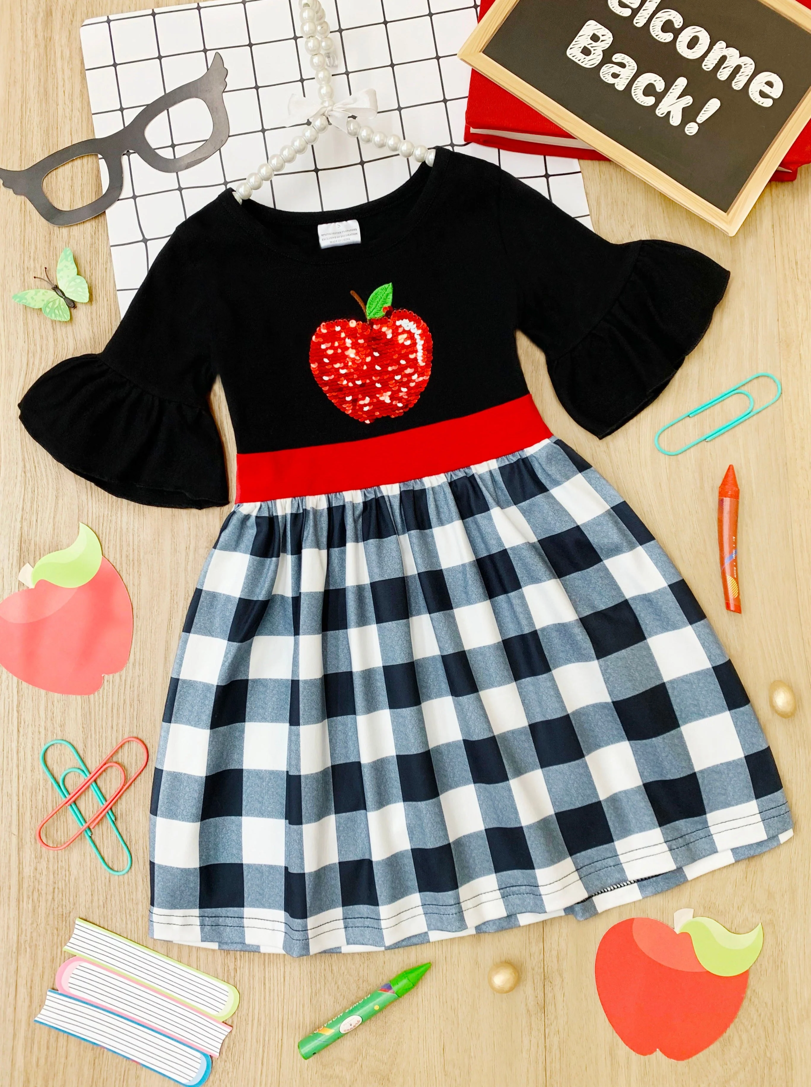 Teacher's Favorite Ruffle Sleeve Plaid Dress - Image 3