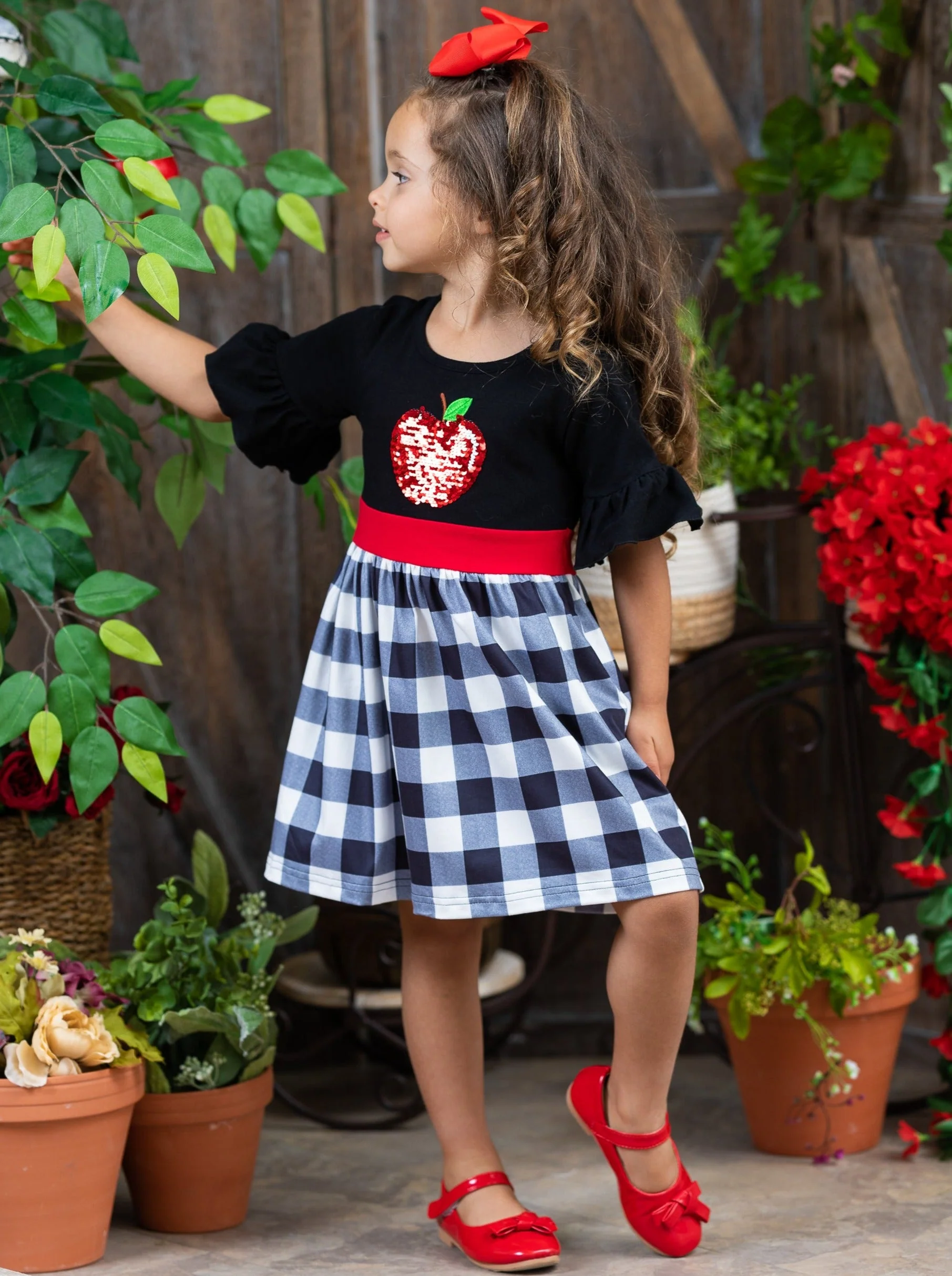 Teacher's Favorite Ruffle Sleeve Plaid Dress - Image 5