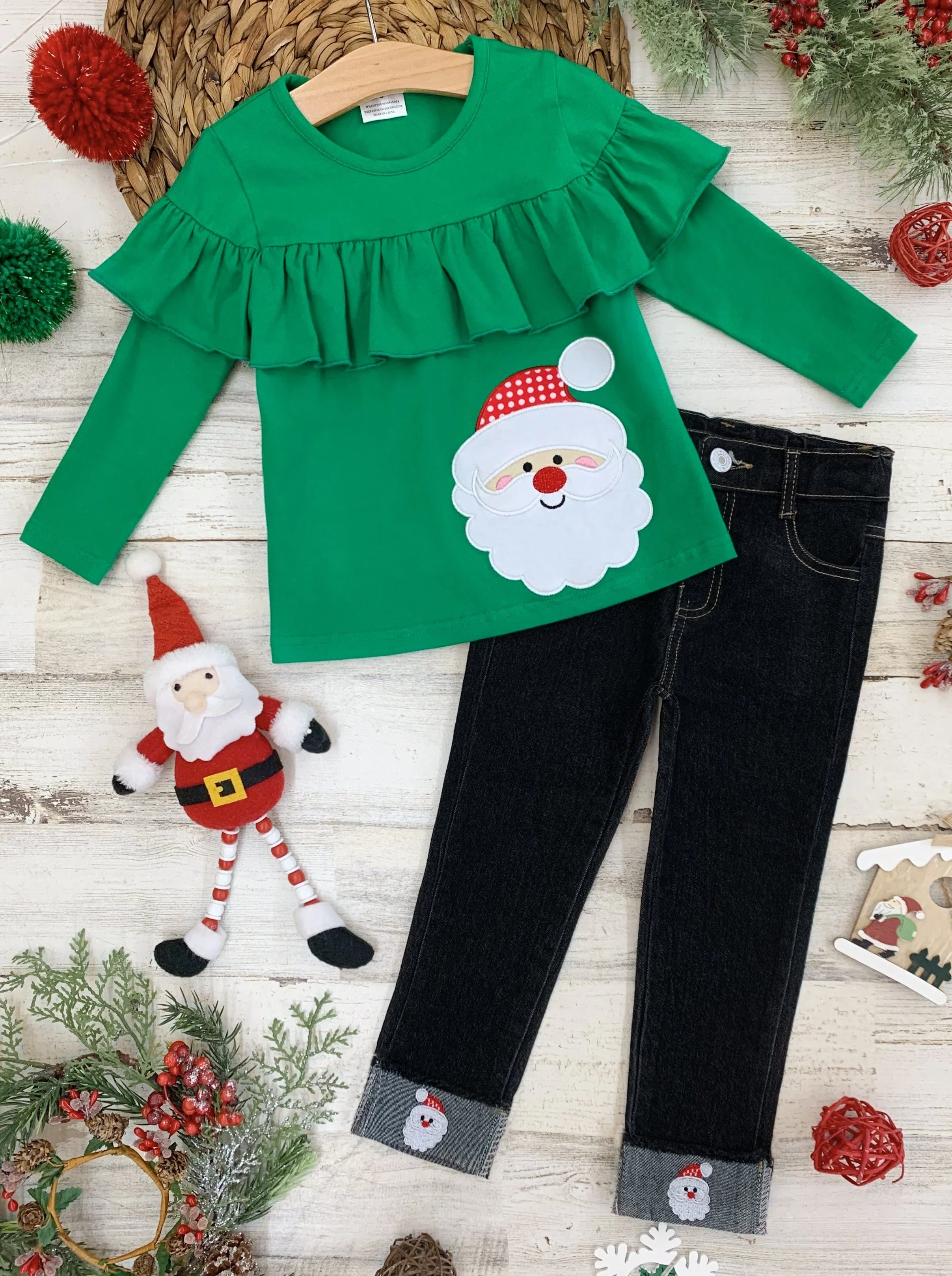 That Look Soots You Santa Cuffed Jeans Set - Image 2