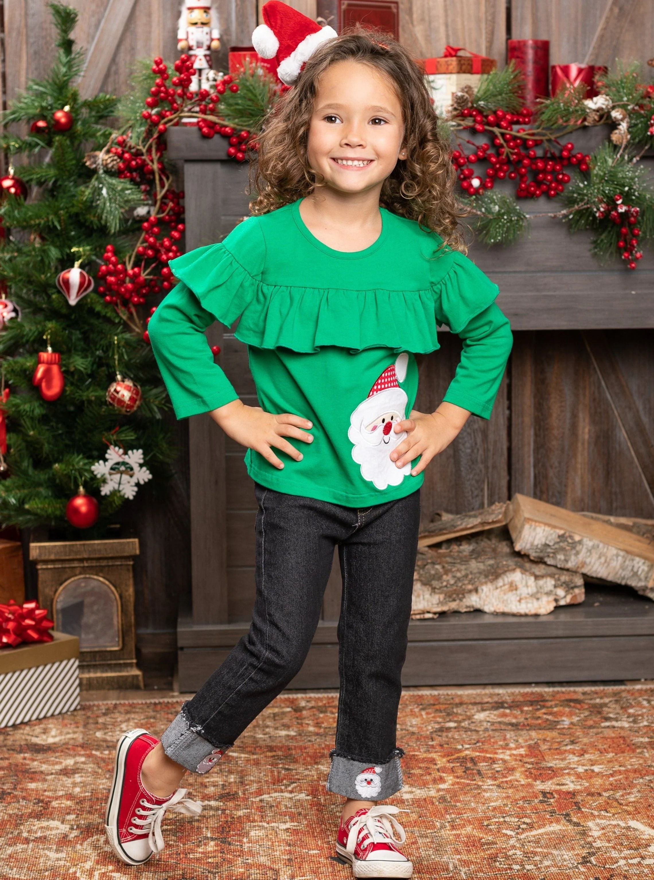 That Look Soots You Santa Cuffed Jeans Set - Image 4