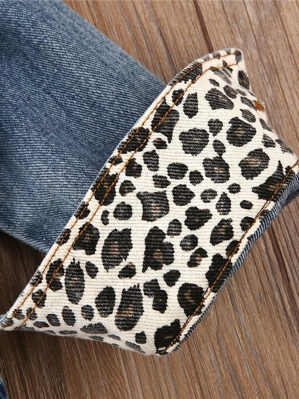 Leopard Lapel Denim Jacket - Image 5