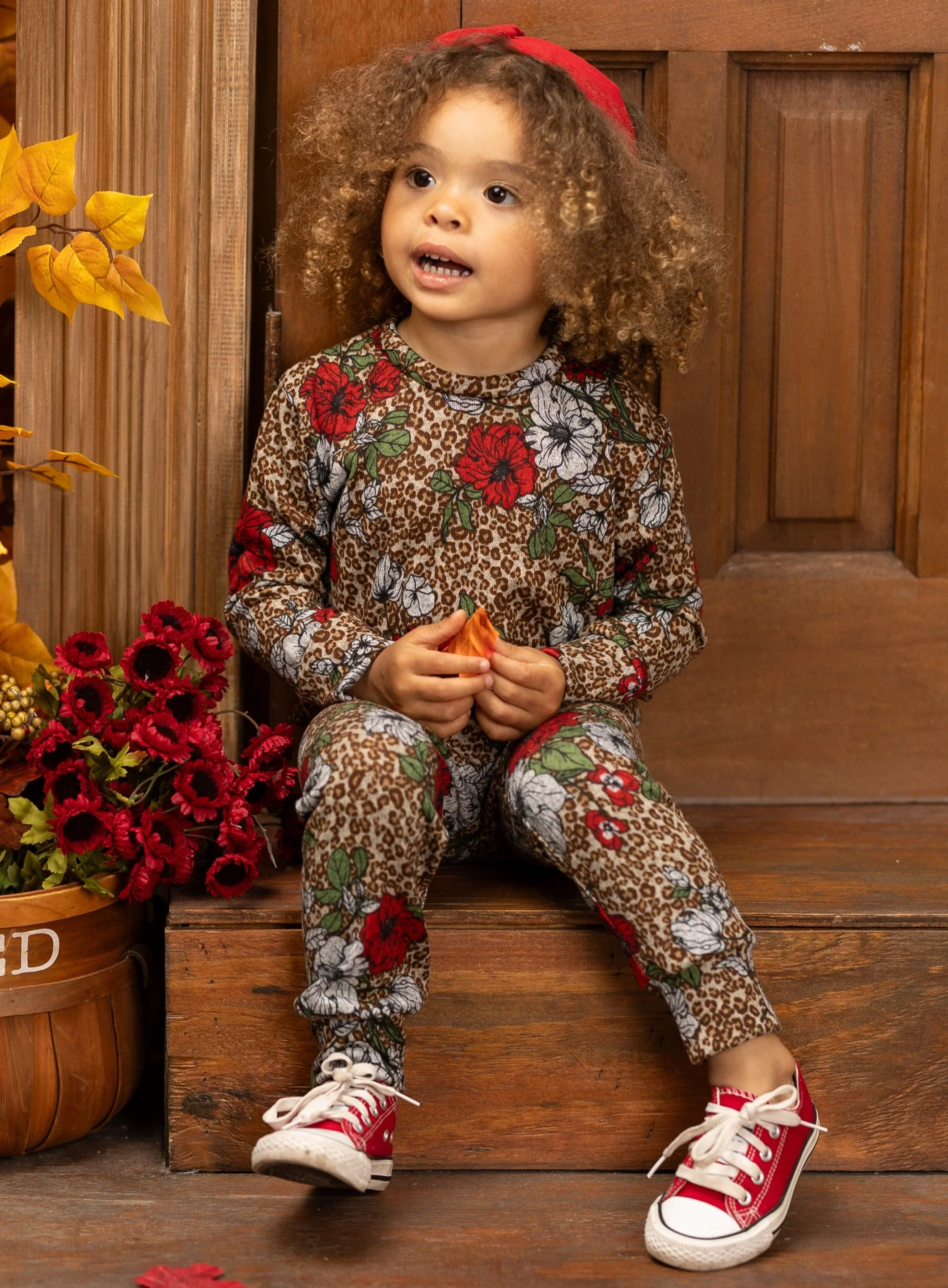 Floral Leopard Crew Jogger Set - Image 2