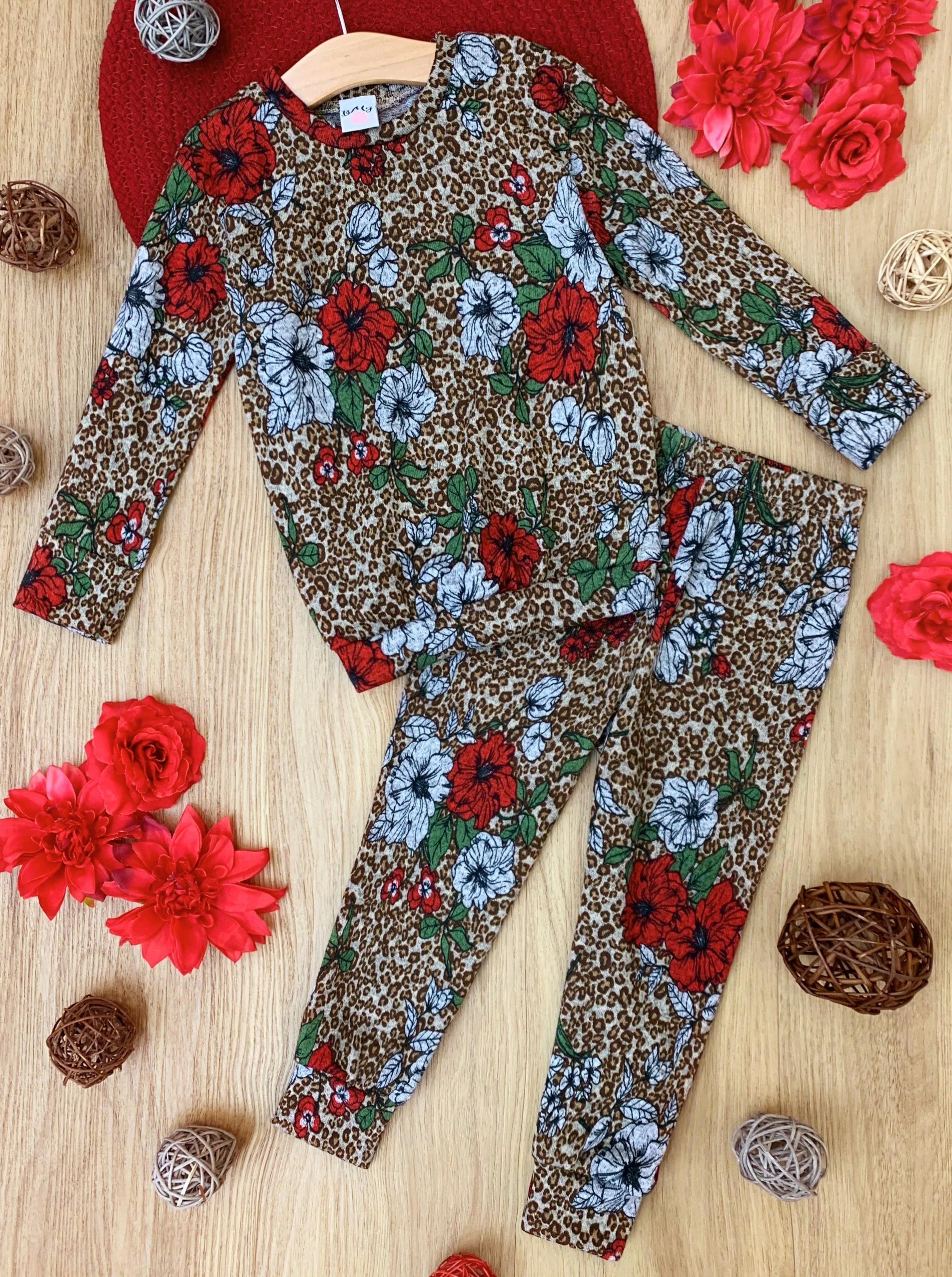 Floral Leopard Crew Jogger Set - Image 3