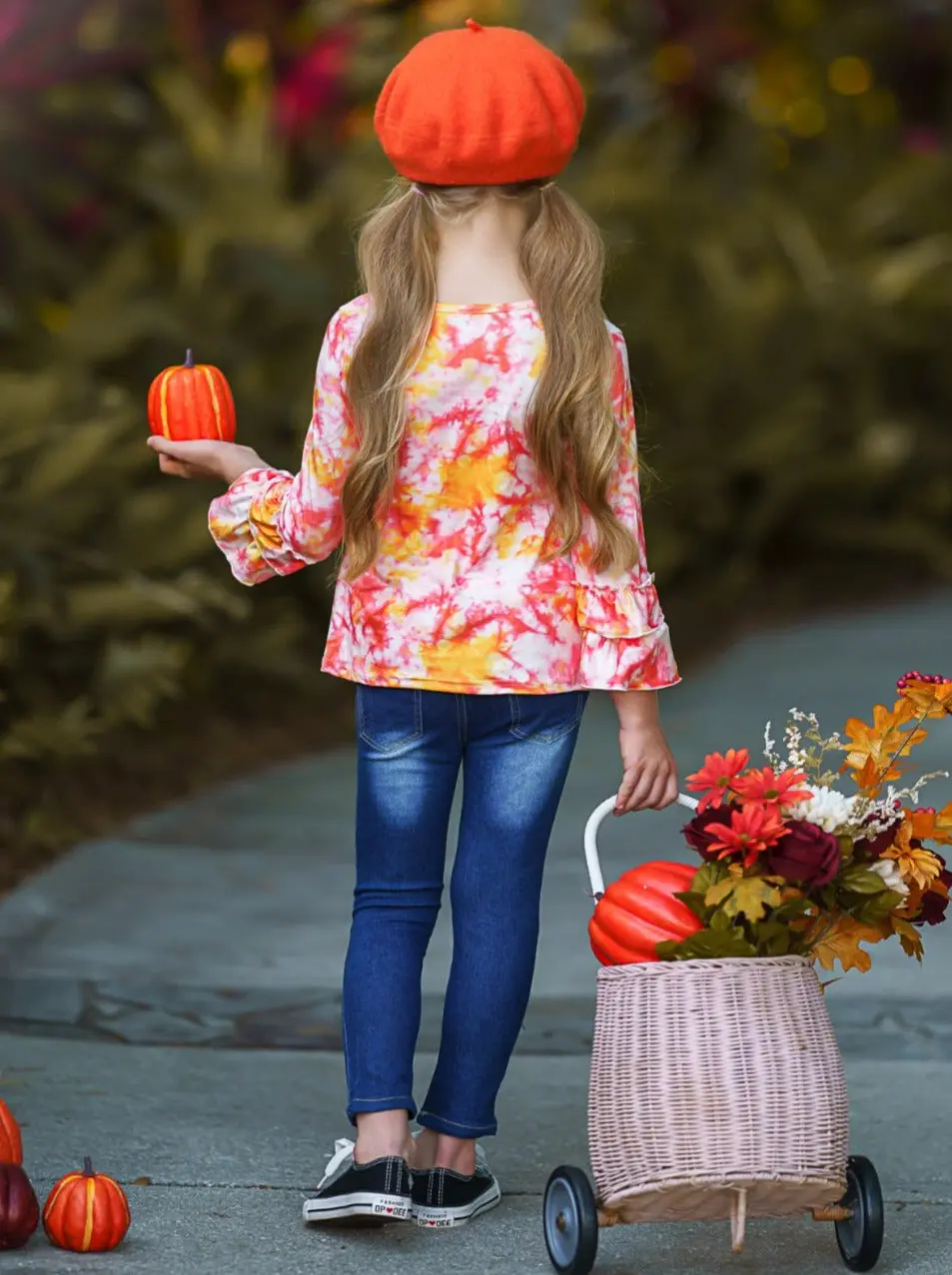Candy Corn Cutie Top and Patched Jeans Set - Image 4