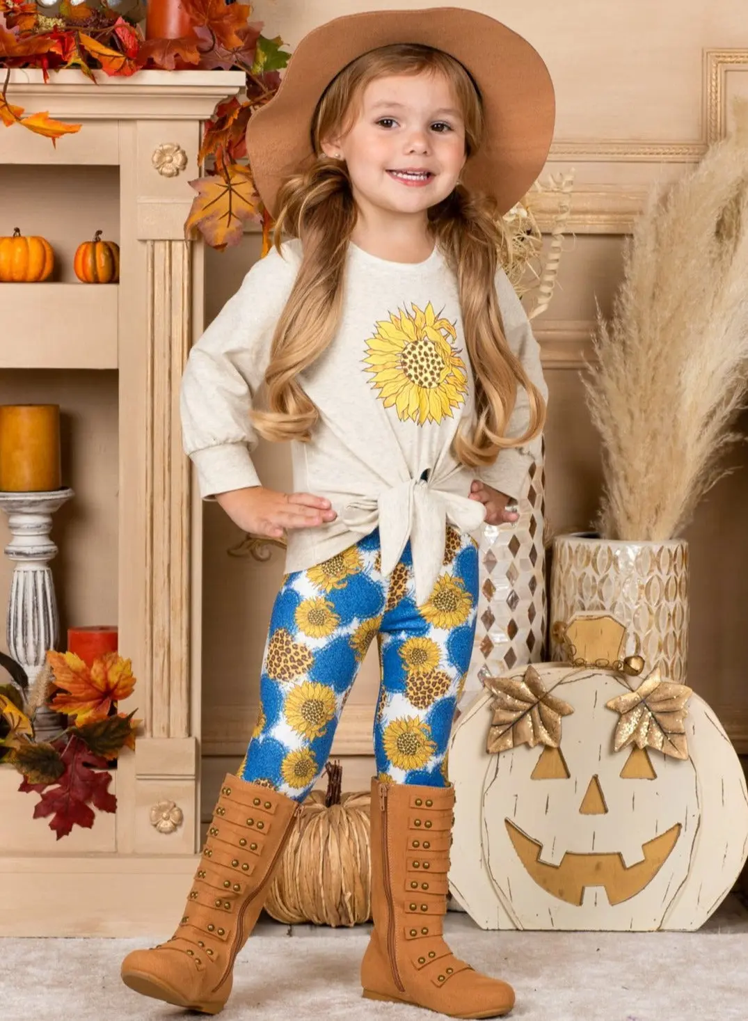 Gold Autumn Floral Legging Set - Image 2
