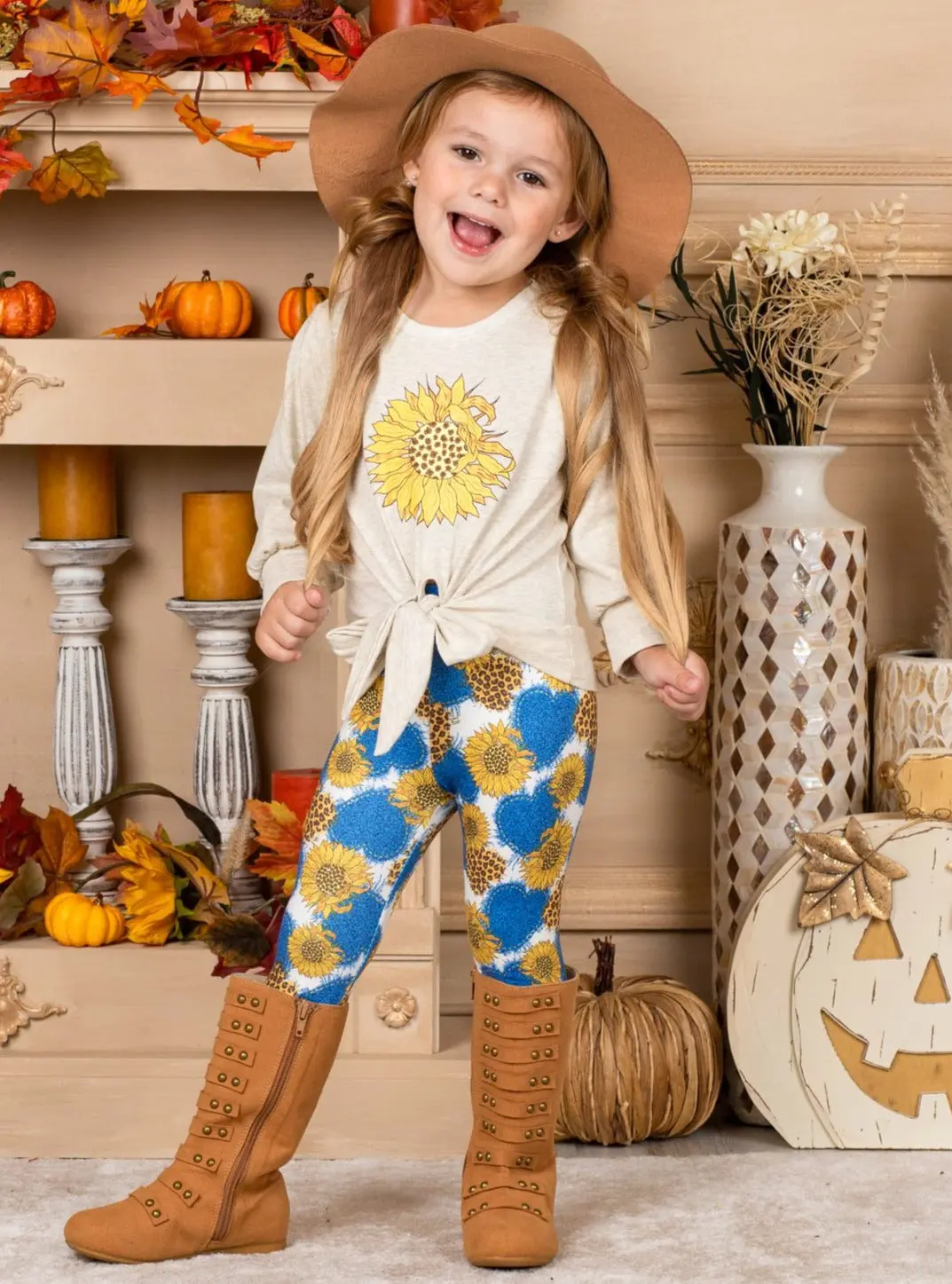 Gold Autumn Floral Legging Set - Image 3