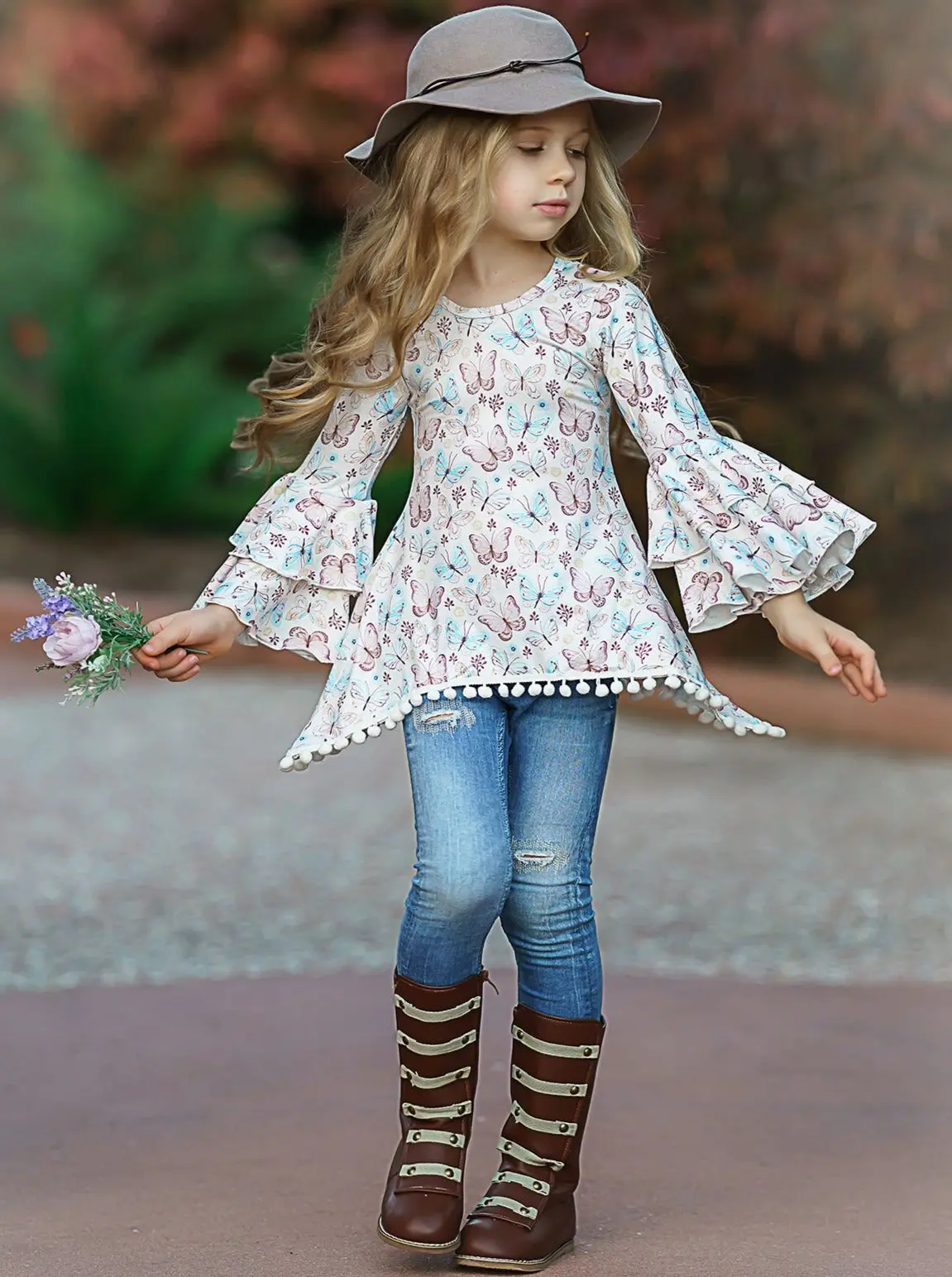 Fierce Flutter Tiered Boho Sleeve Sidetail Tunic - Image 2