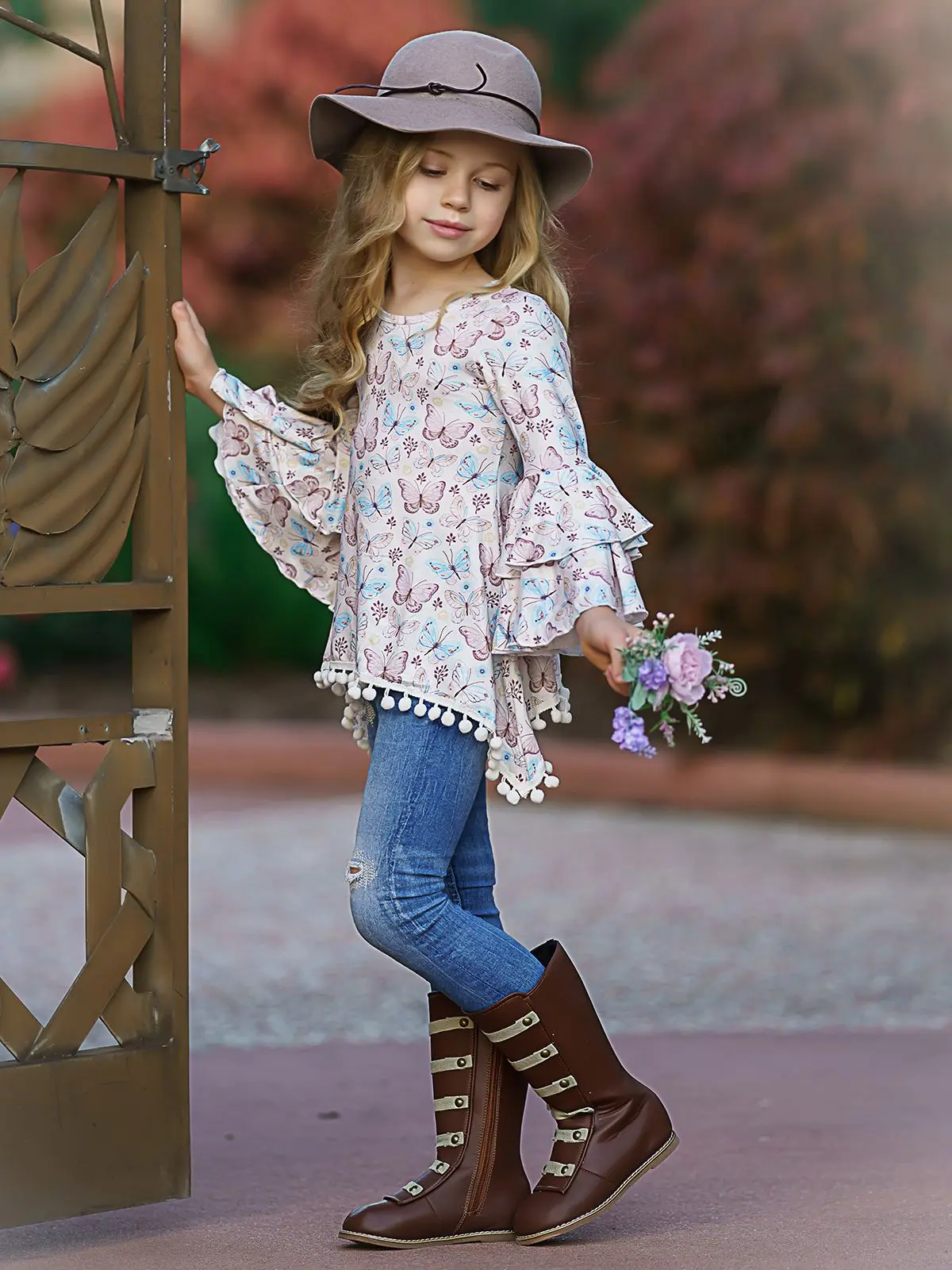 Fierce Flutter Tiered Boho Sleeve Sidetail Tunic - Image 3