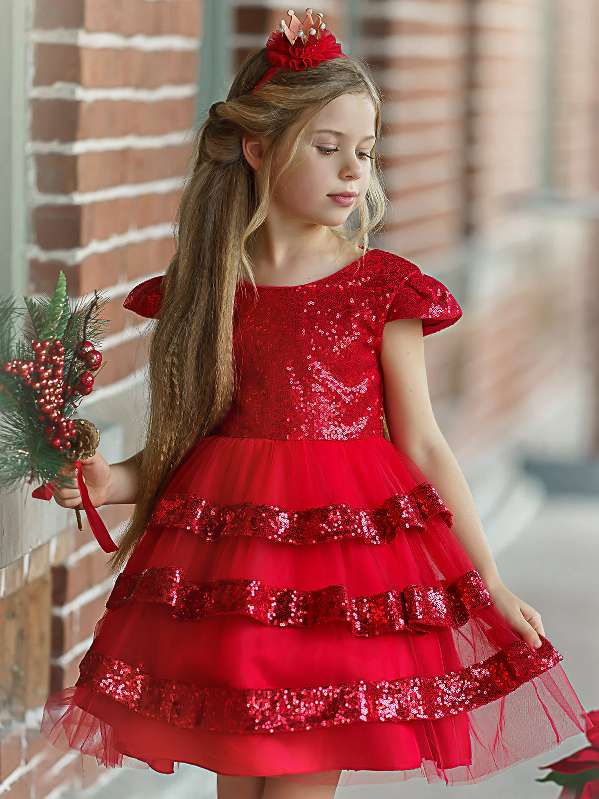 Sparkle With Joy Red Sequin Tulle Holiday Dress - Image 2
