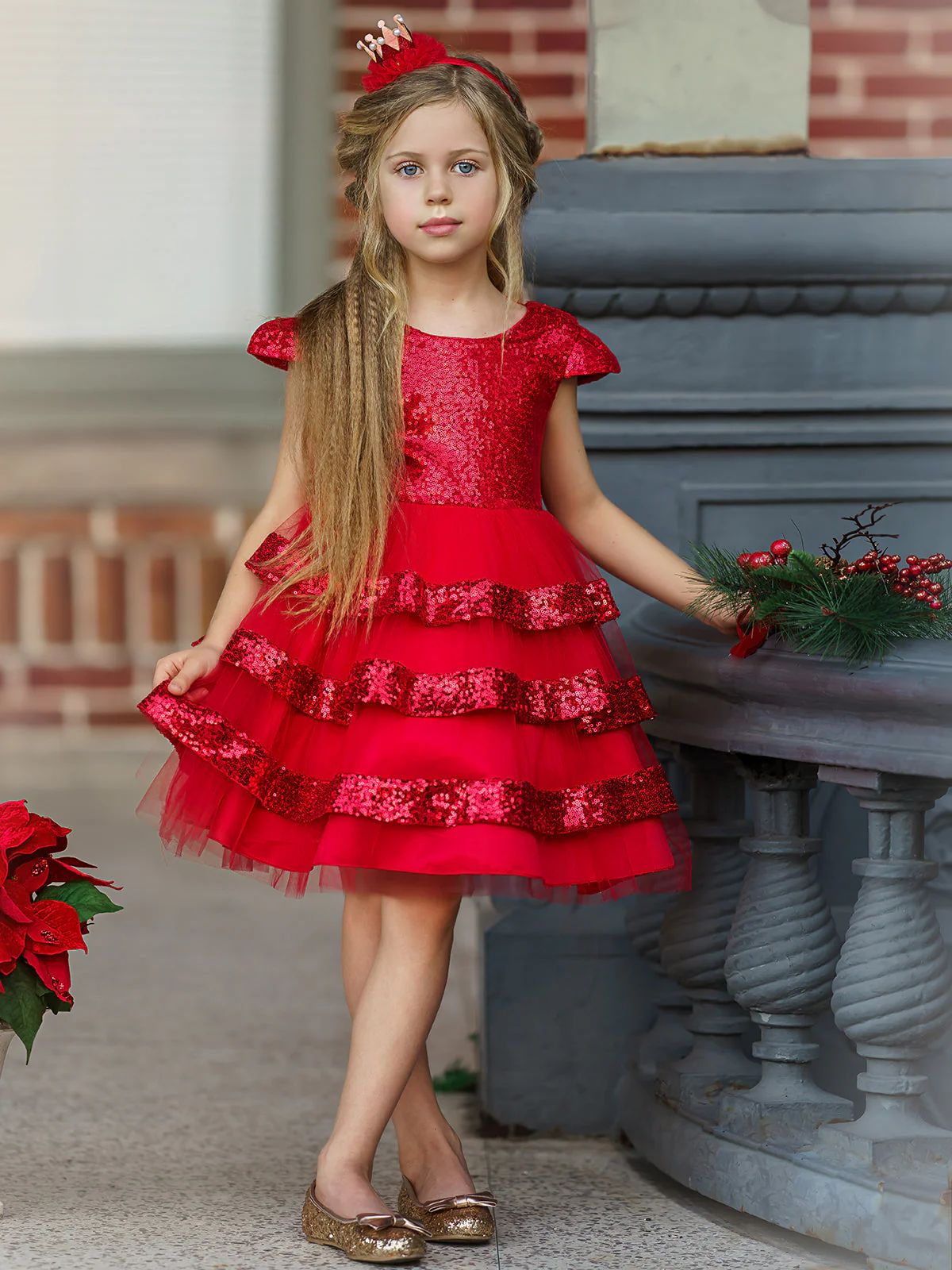 Sparkle With Joy Red Sequin Tulle Holiday Dress - Image 3