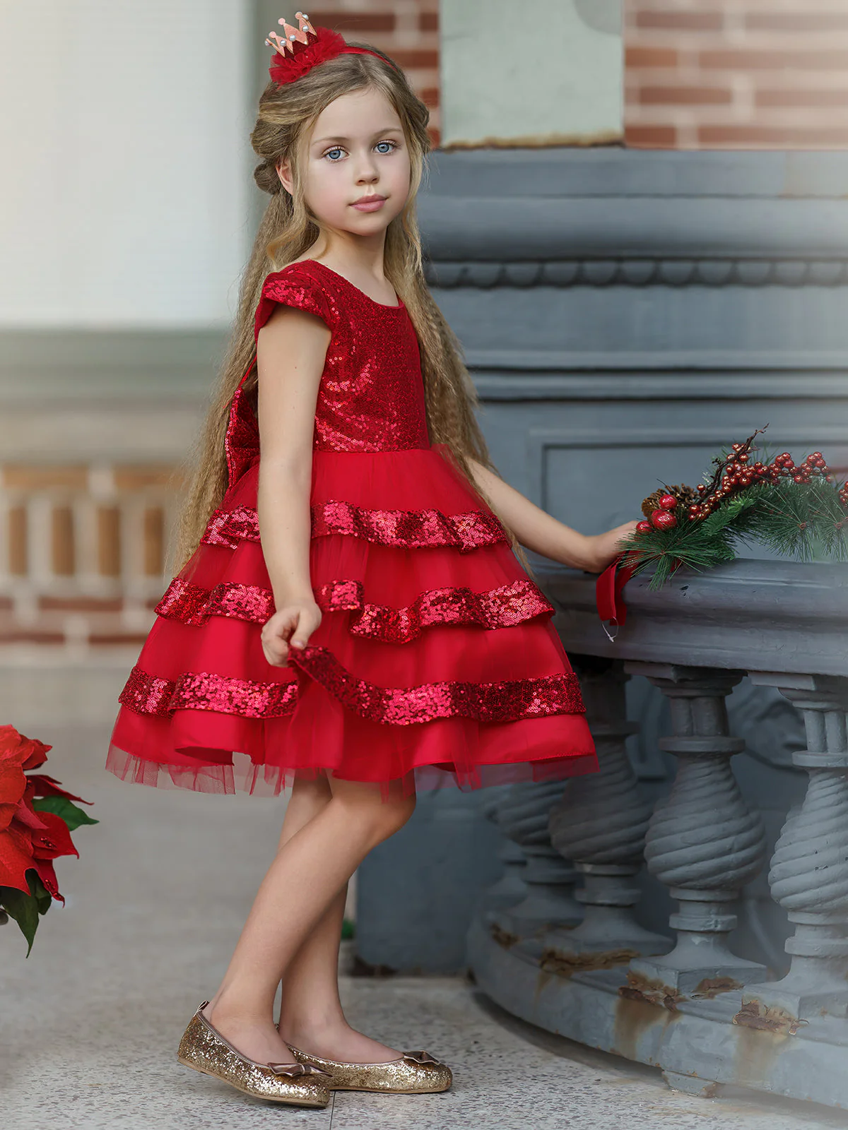 Sparkle With Joy Red Sequin Tulle Holiday Dress - Image 5