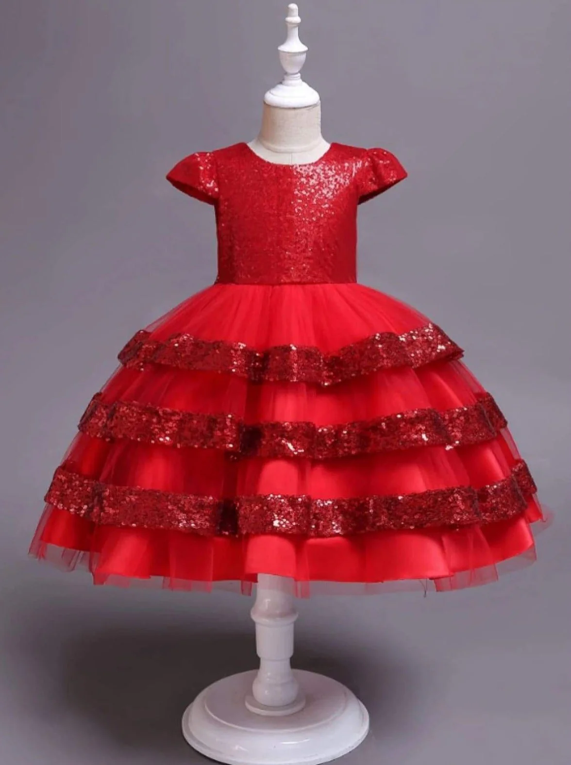 Sparkle With Joy Red Sequin Tulle Holiday Dress - Image 6