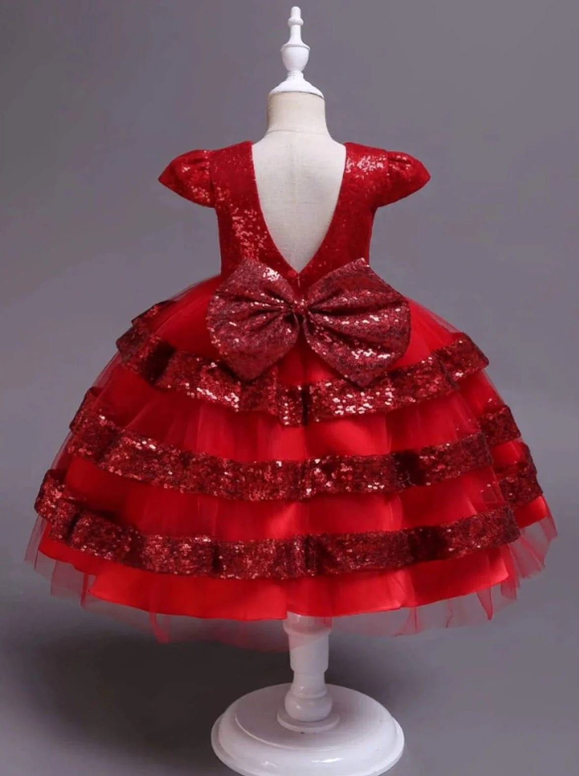Sparkle With Joy Red Sequin Tulle Holiday Dress - Image 7