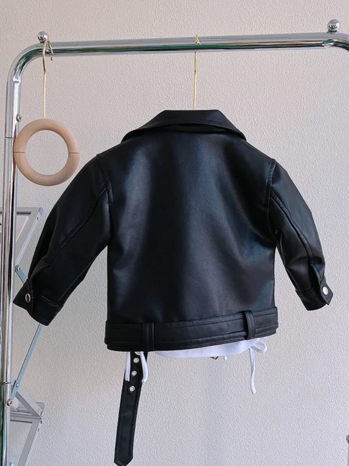 Girls Trendy Faux Leather Biker Jacket - Image 4