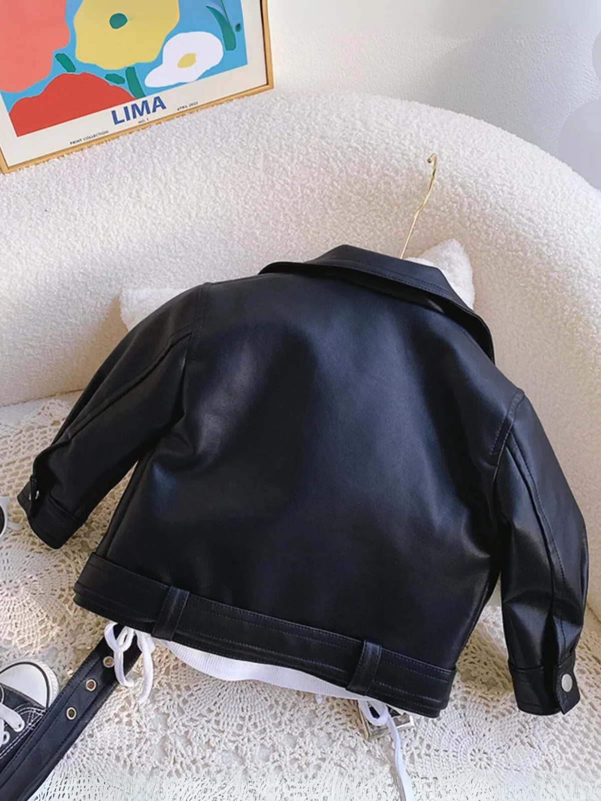 Girls Trendy Faux Leather Biker Jacket - Image 5
