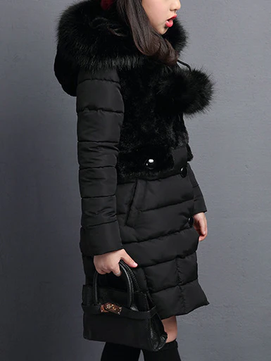 Girls Tres Chic Faux Fur Collared Winter Jacket - Image 4