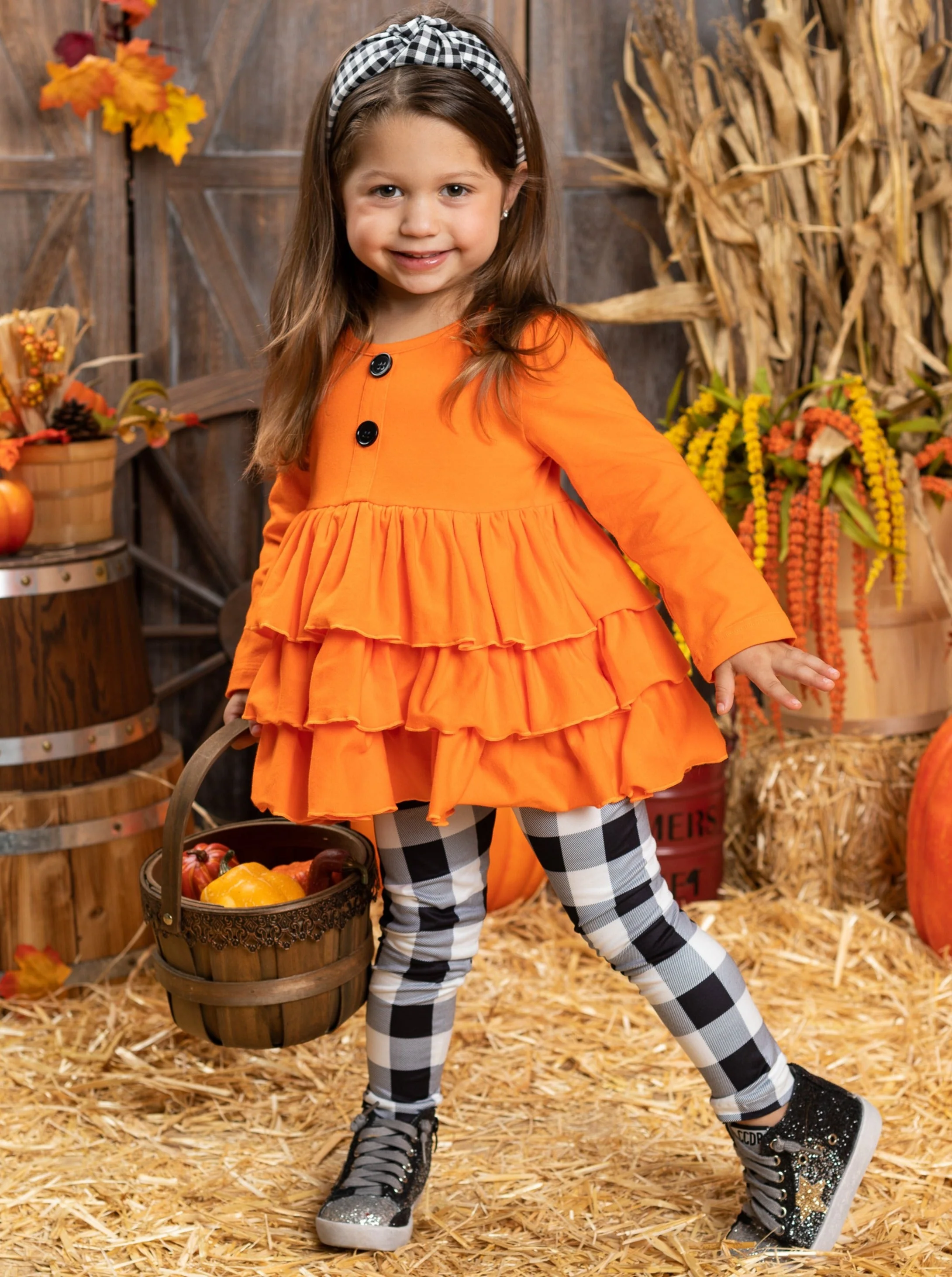 Posh Pumpkin Plaid Legging Set - Image 2