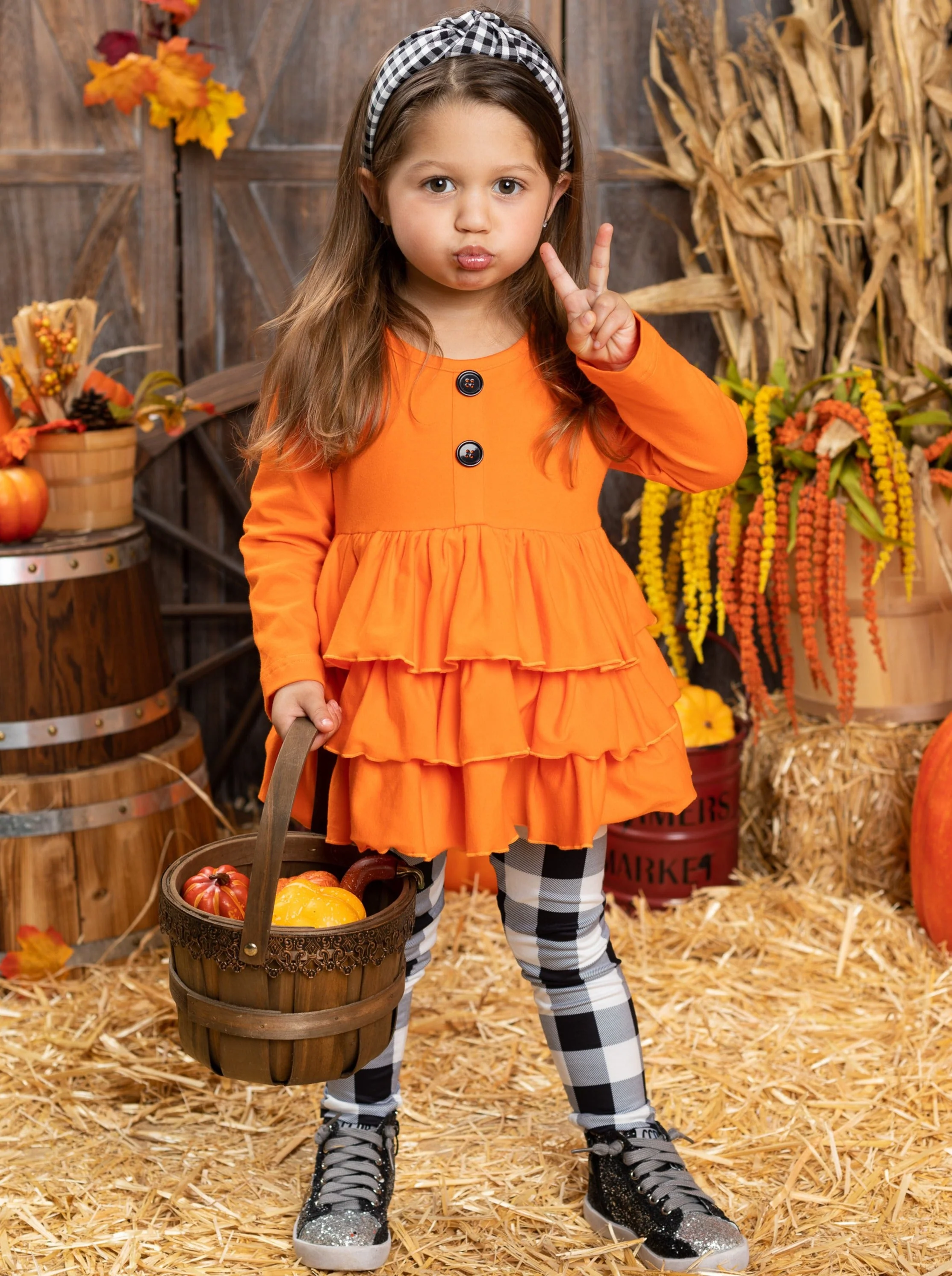 Posh Pumpkin Plaid Legging Set - Image 3