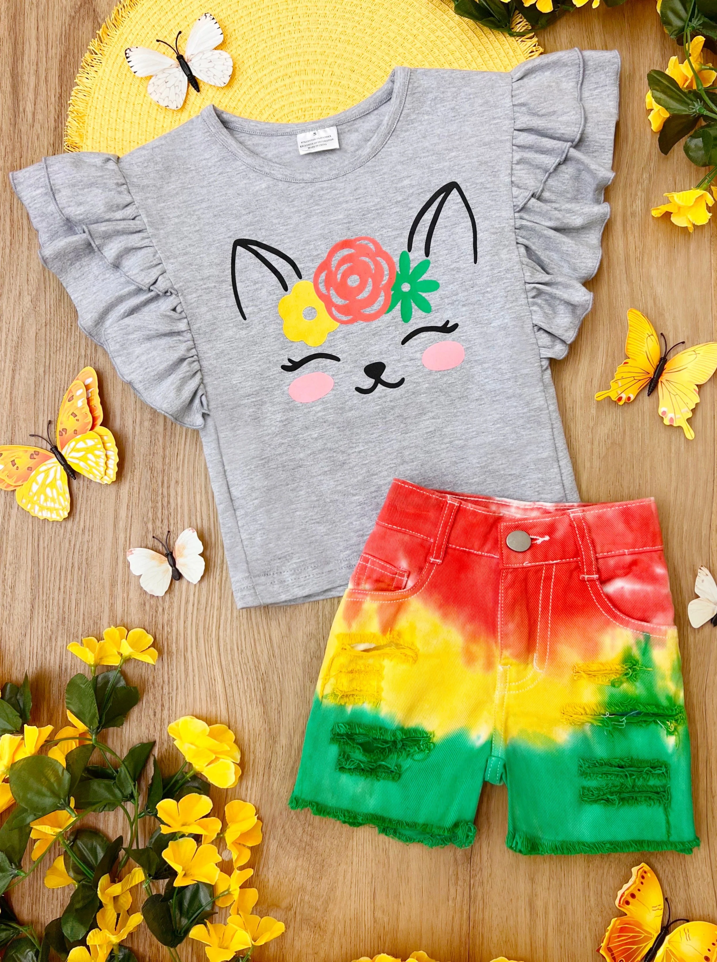 Tropical Kitten Ombre Denim Short Set - Image 2