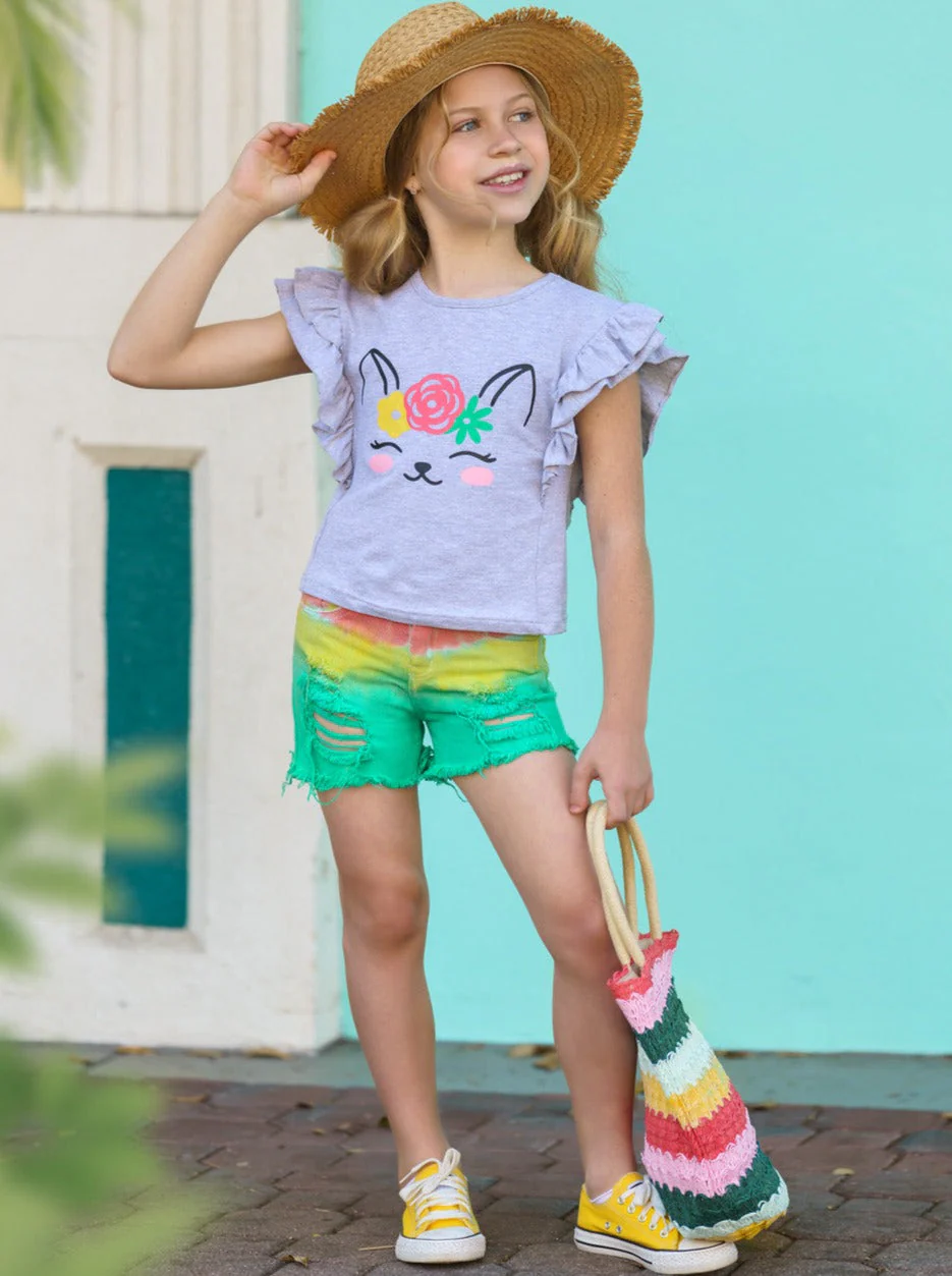 Tropical Kitten Ombre Denim Short Set - Image 4