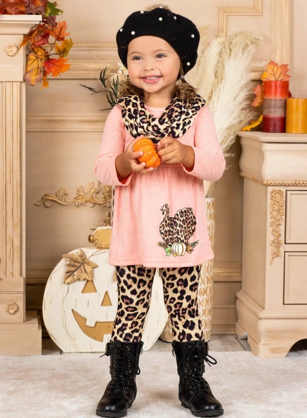 Wild Turkey Tunic, Leopard Leggings and Scarf Set - Image 3