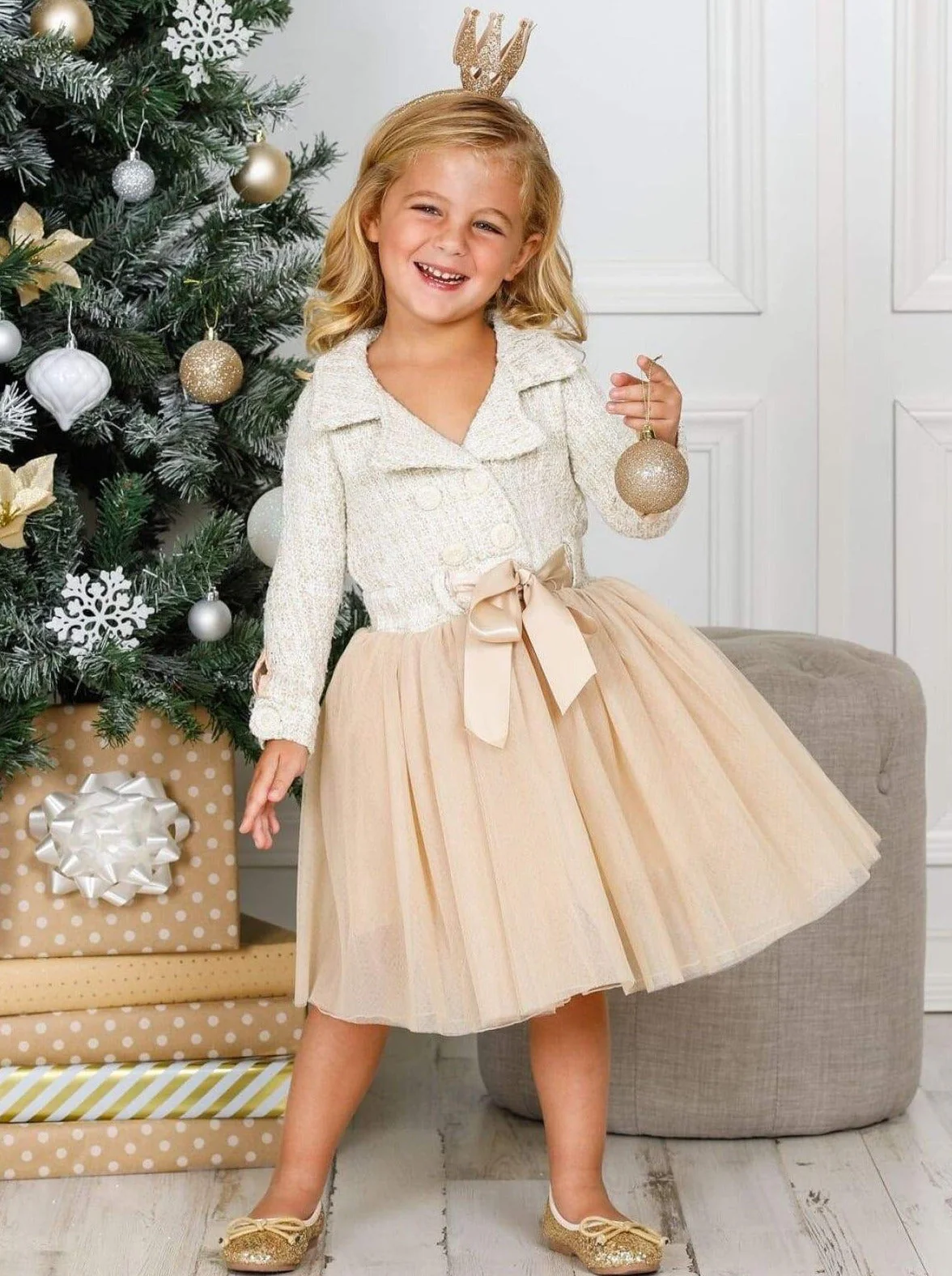 Pretty Pearlescent Tweed Blazer Tutu Dress - Image 2