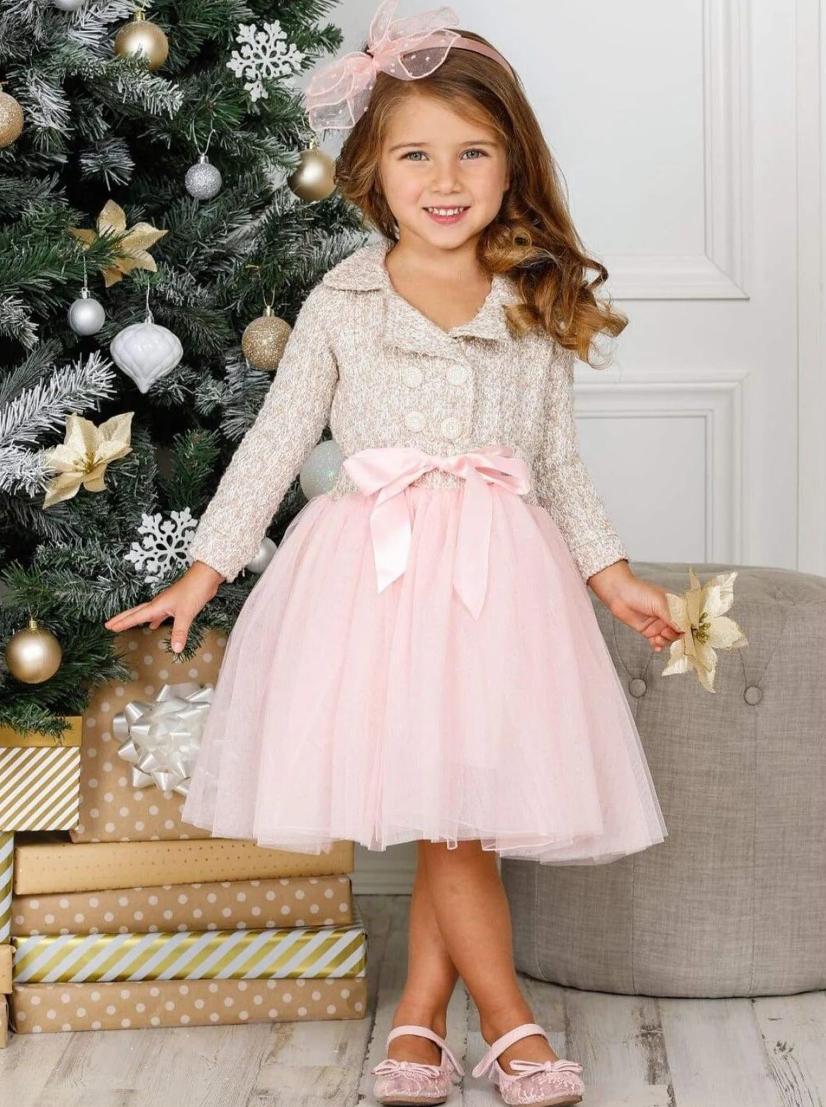 Pretty Pearlescent Tweed Blazer Tutu Dress - Image 3