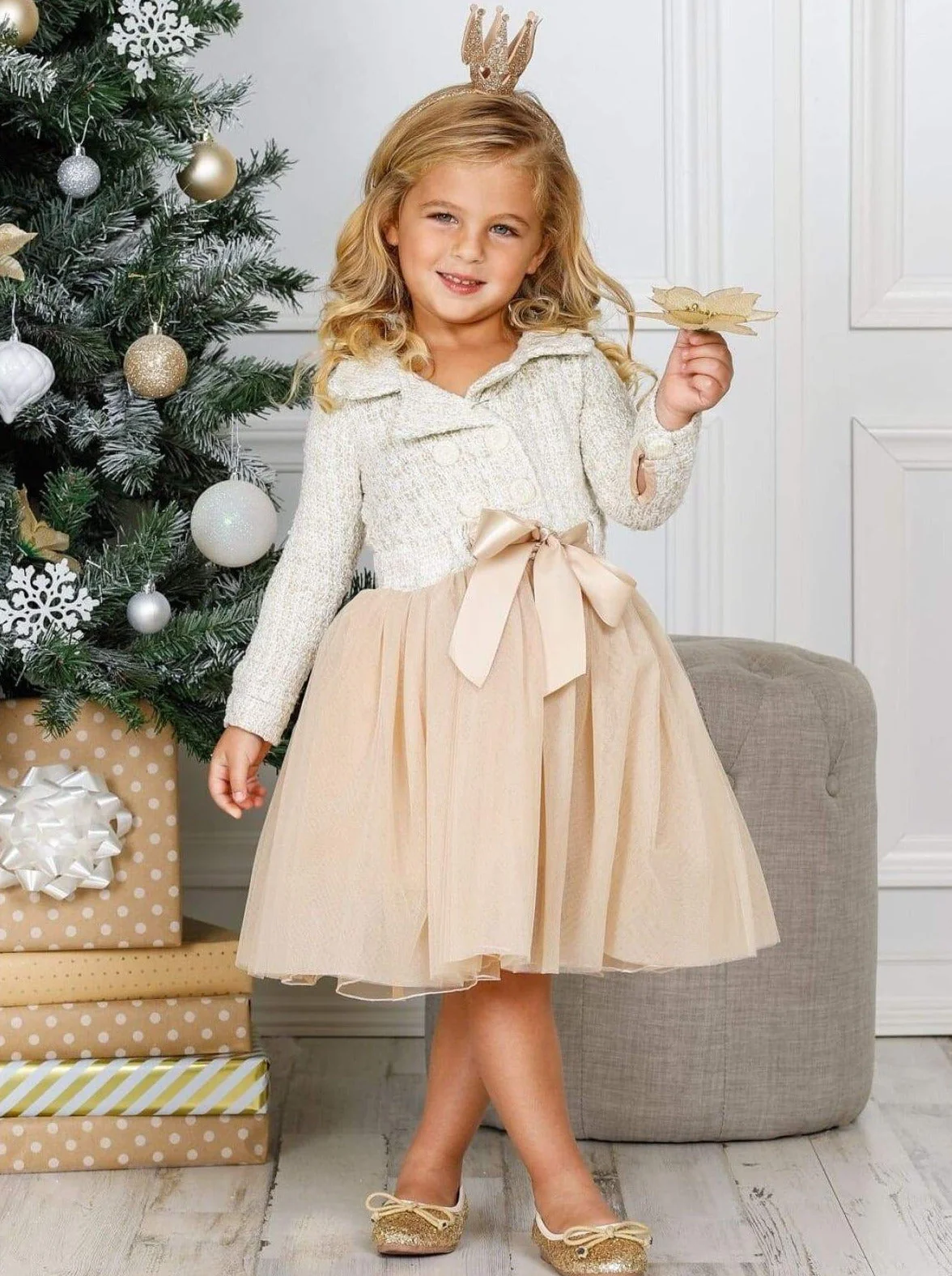 Pretty Pearlescent Tweed Blazer Tutu Dress - Image 4
