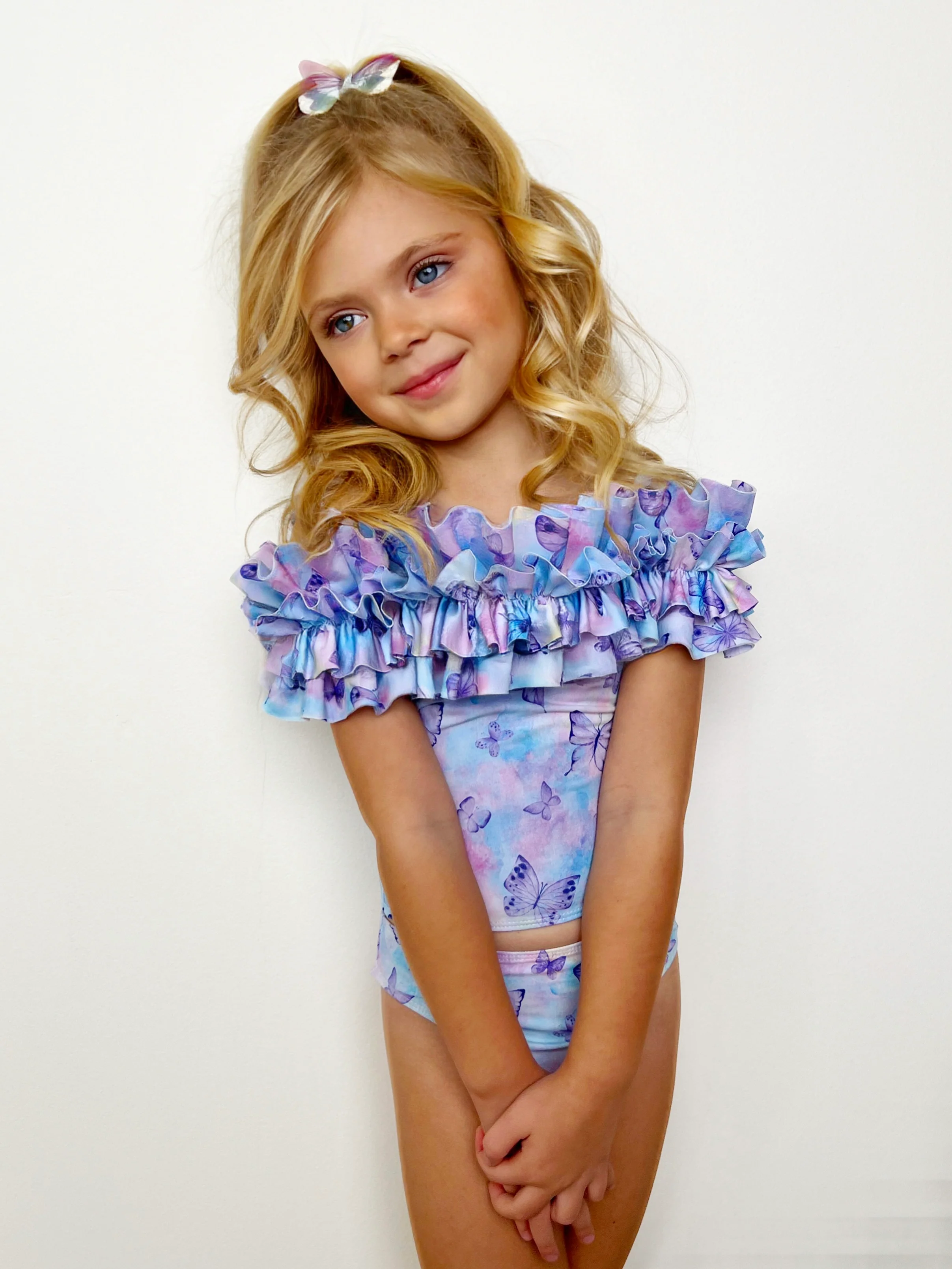 Lovely Butterflies Ruffle Tankini Two Piece Swimsuit - Image 4