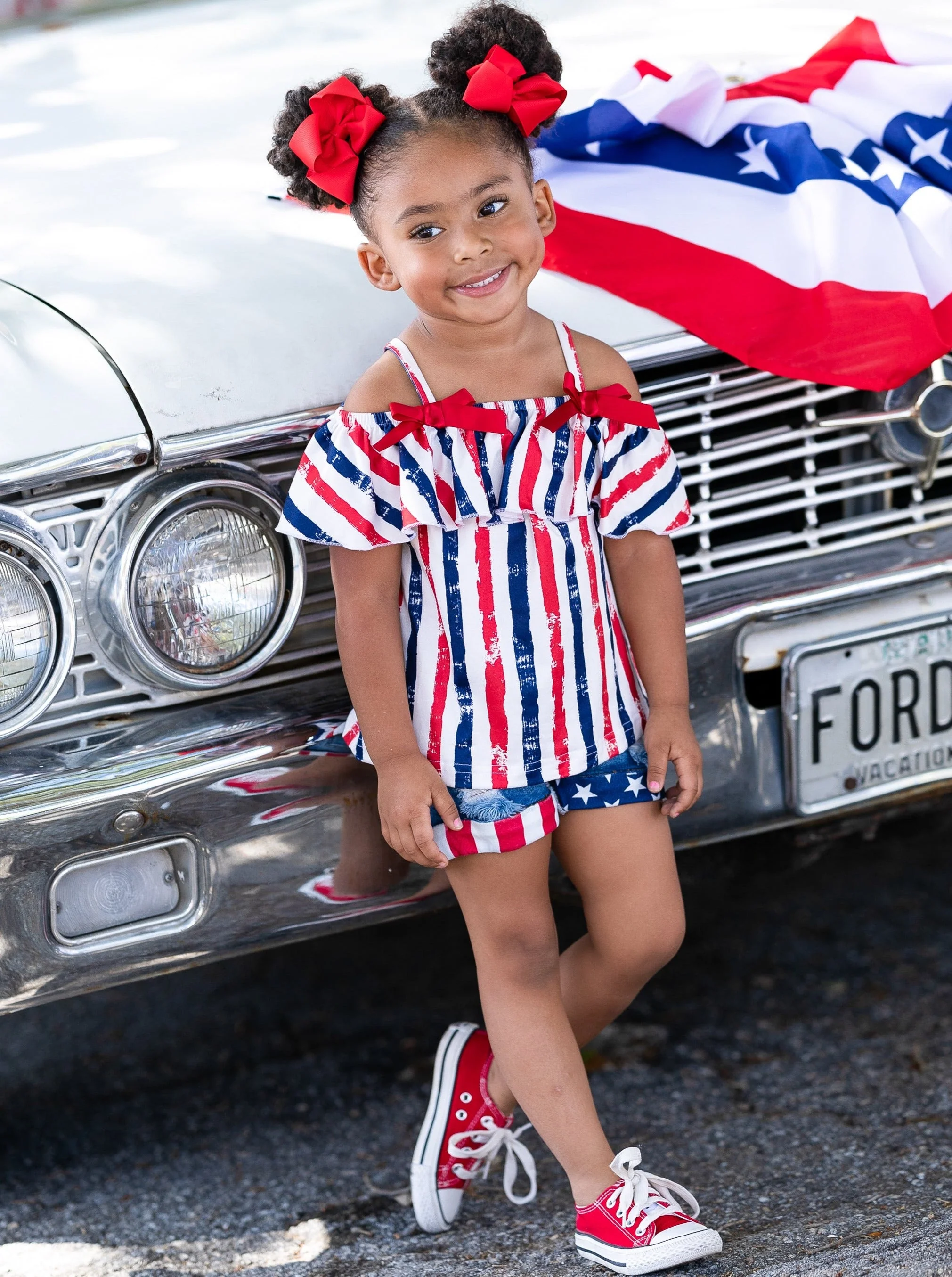 U.S. of Yay Top and Cuffed Denim Short Set - Image 4
