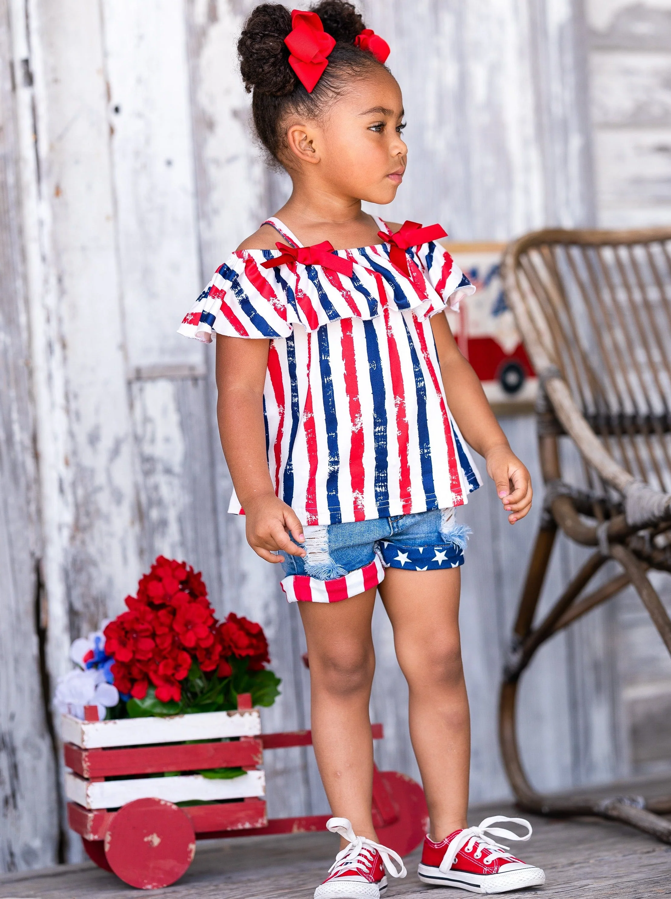 U.S. of Yay Top and Cuffed Denim Short Set - Image 5