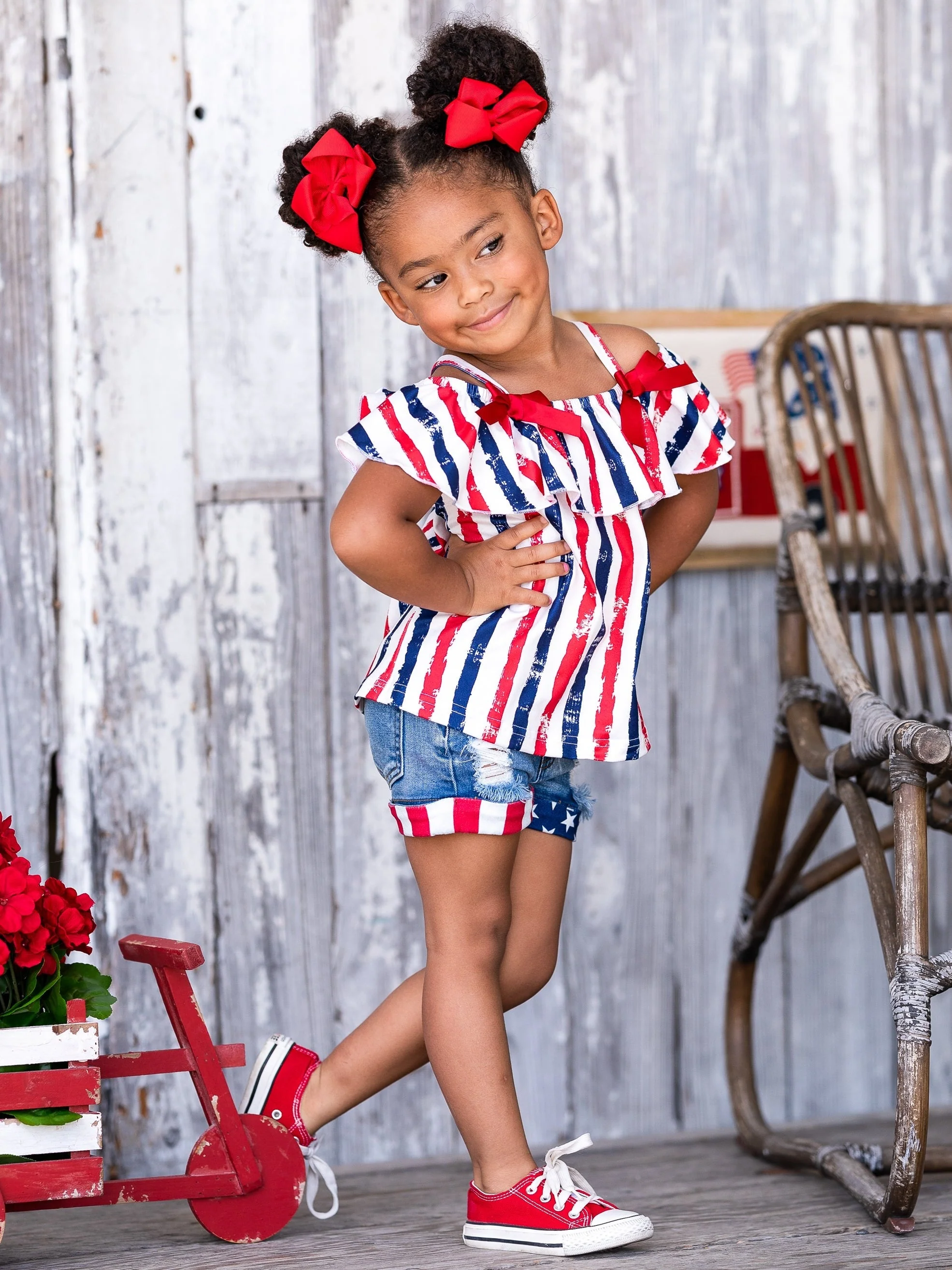 U.S. of Yay Top and Cuffed Denim Short Set - Image 7
