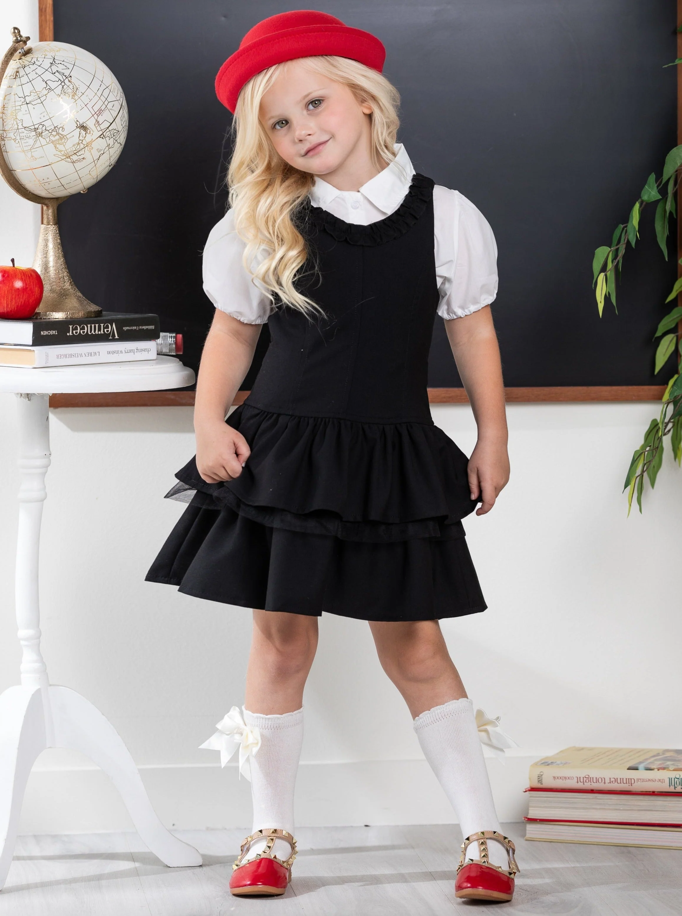 Black Bow Tiered Ruffle Dress by Kids Couture - Image 7