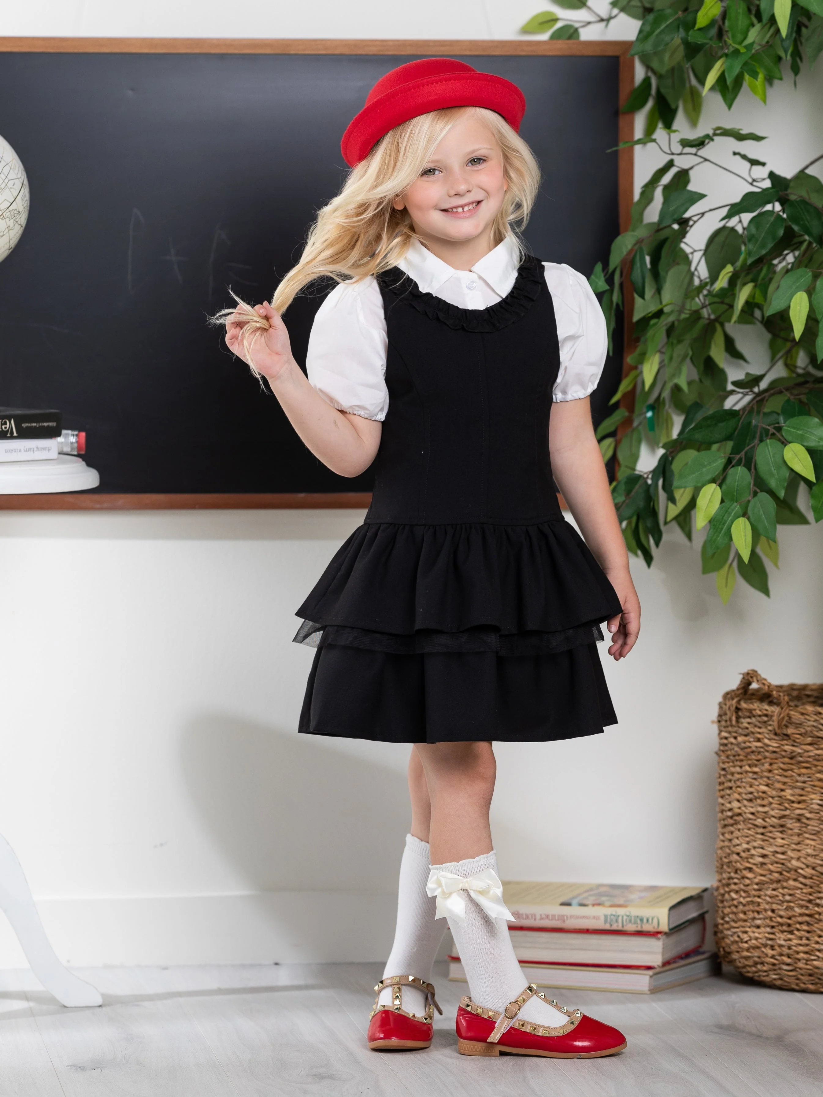 Black Bow Tiered Ruffle Dress by Kids Couture - Image 9