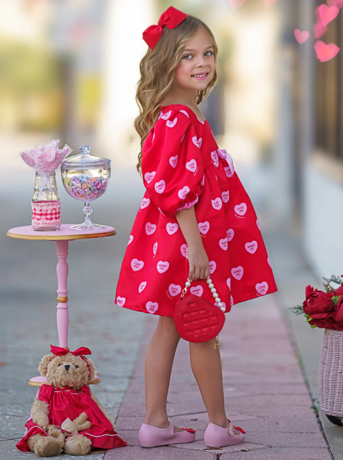 Sweethearts Puff Sleeve Valentine's Day Dress - Image 5
