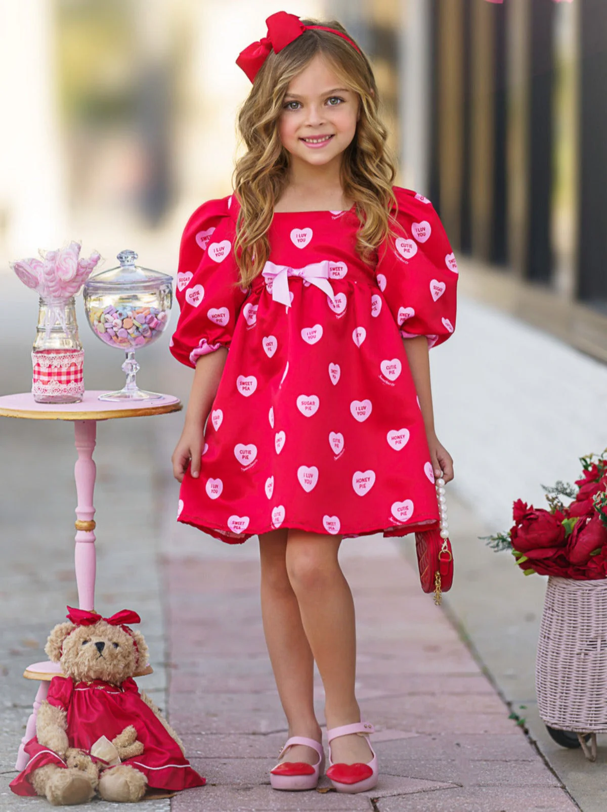 Sweethearts Puff Sleeve Valentine's Day Dress - Image 6
