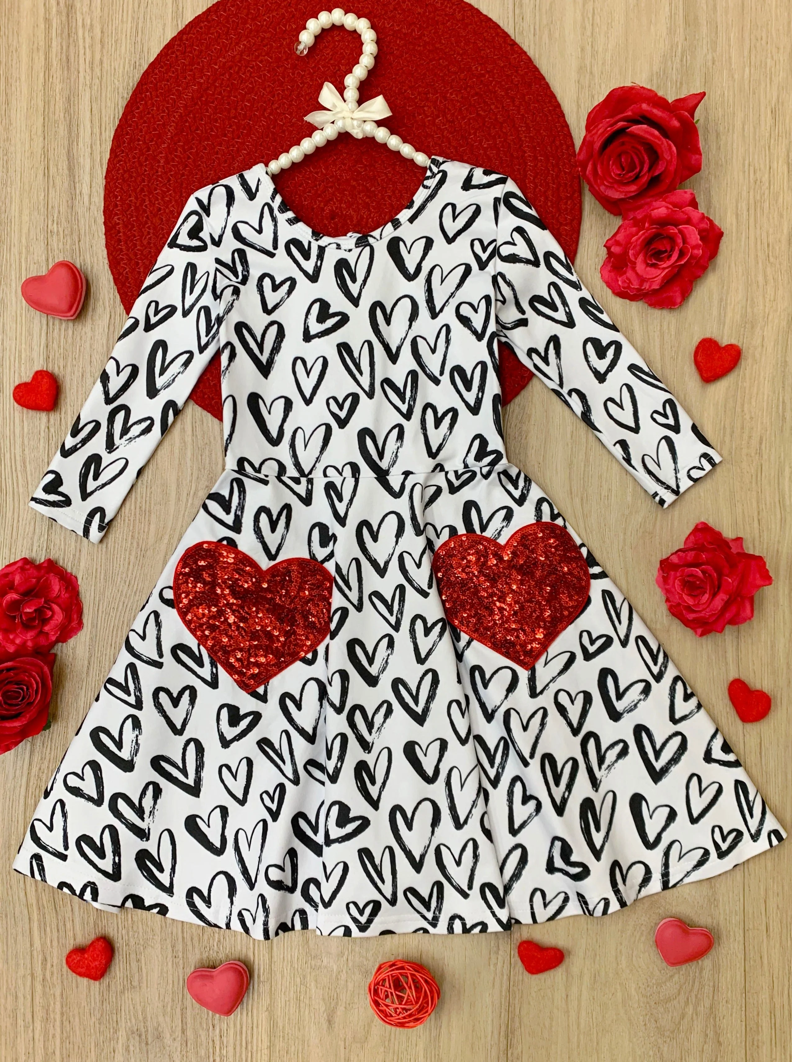 Dressed With Love Sequin Heart Skater Dress - Image 2