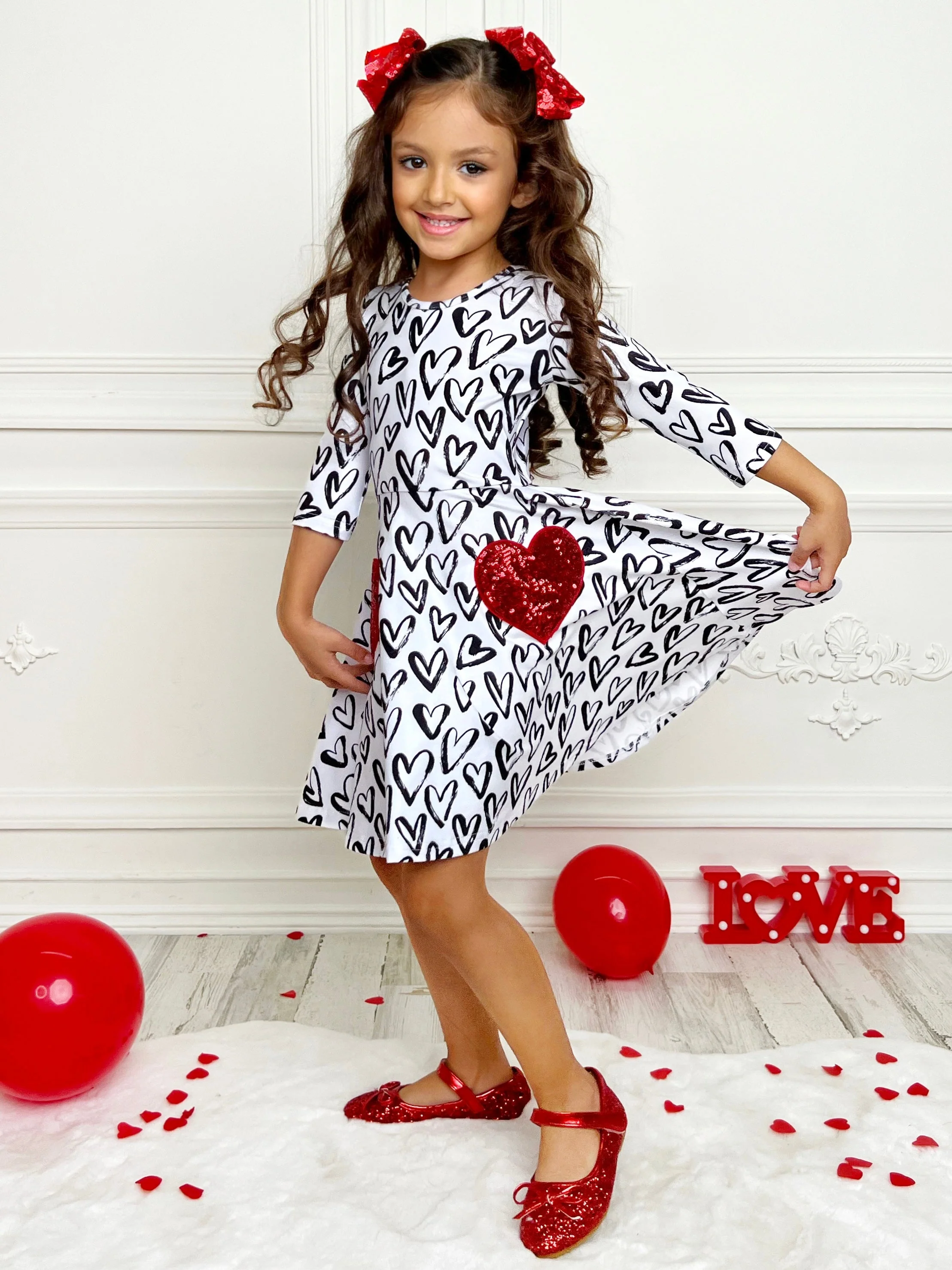 Dressed With Love Sequin Heart Skater Dress - Image 4