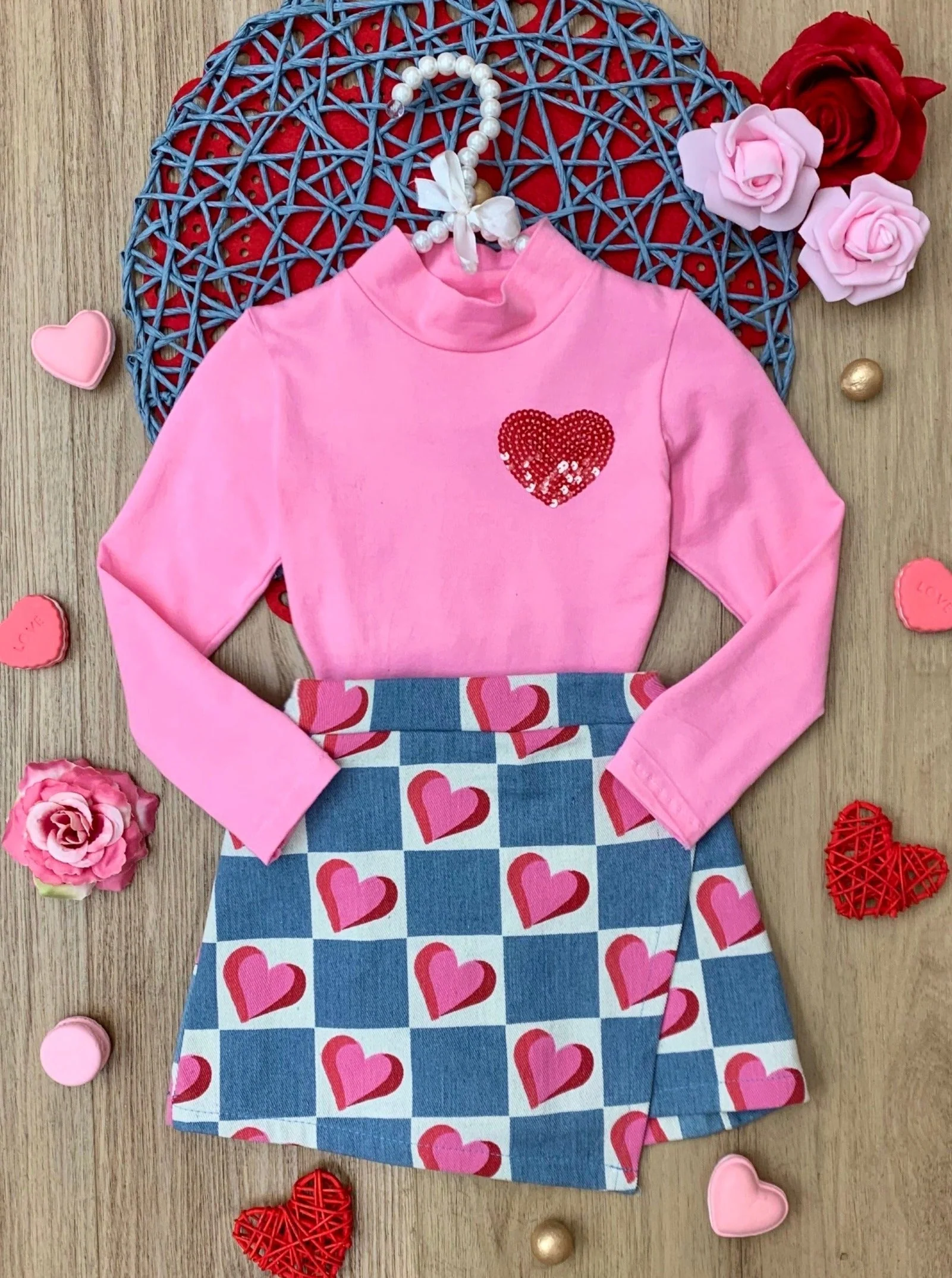 Little Miss Heartthrob Chambray Skort Set - Image 2