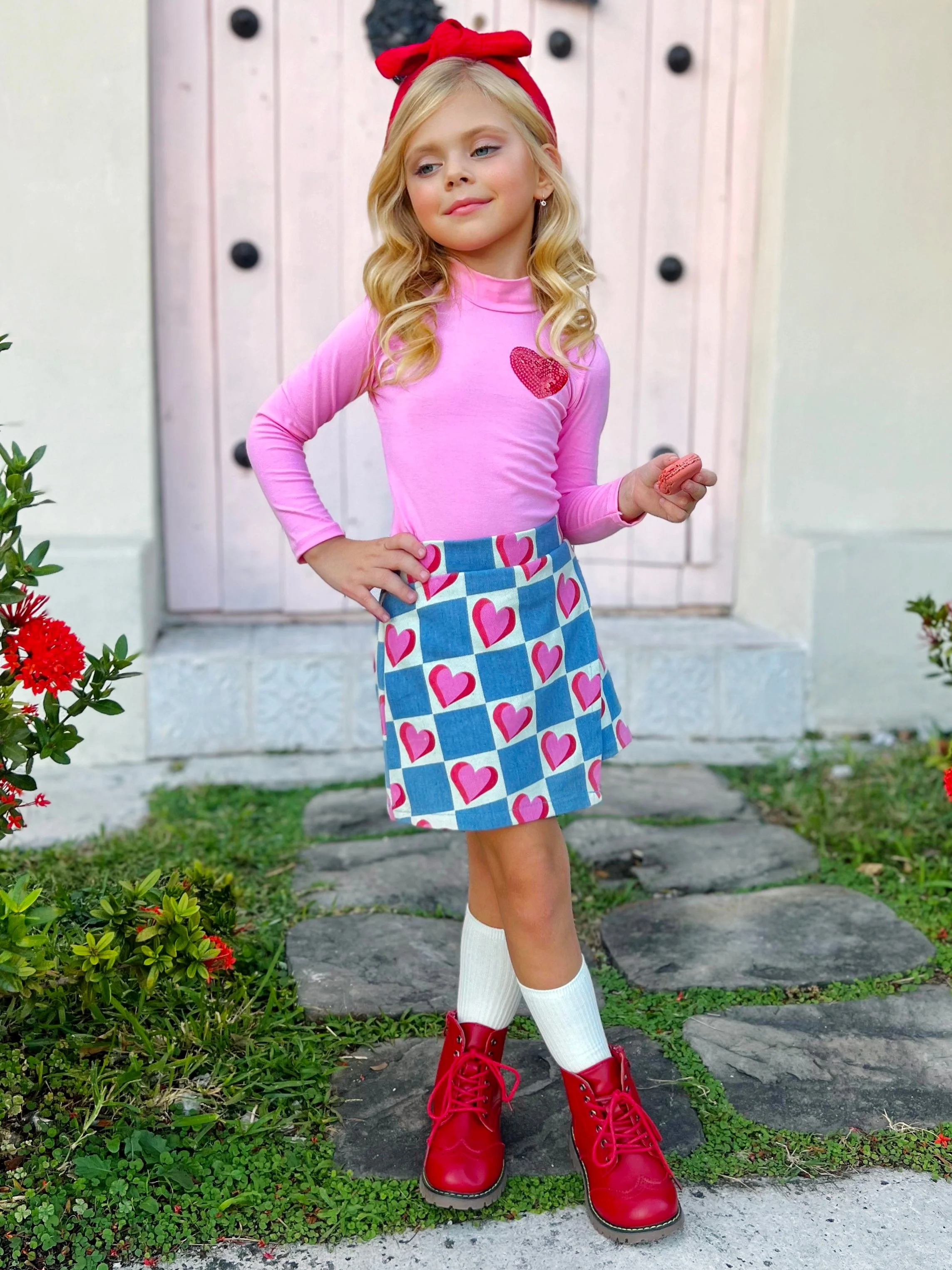 Little Miss Heartthrob Chambray Skort Set - Image 4